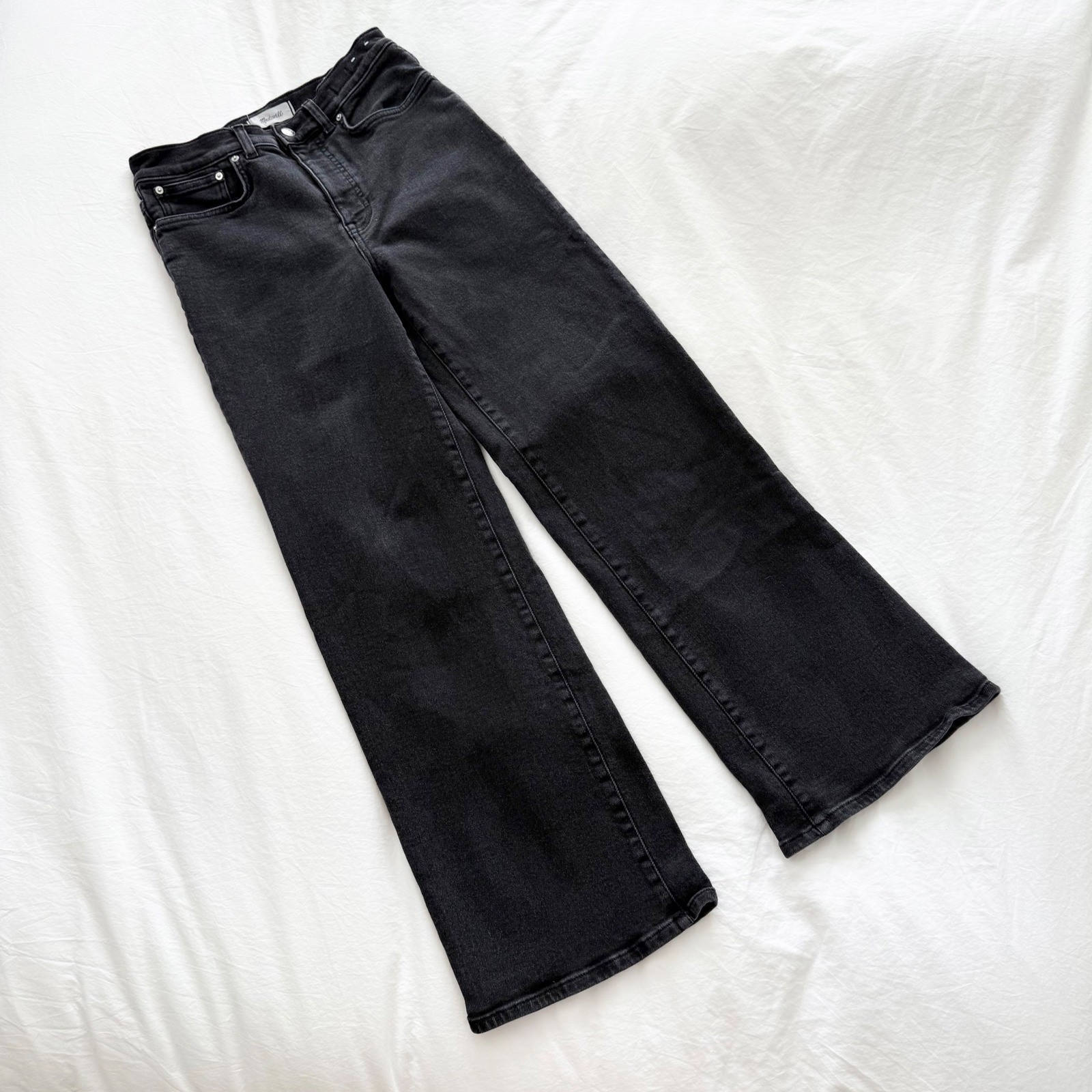 Madewell The Wide Leg Jean Super Stretch Black High Rise Size 28