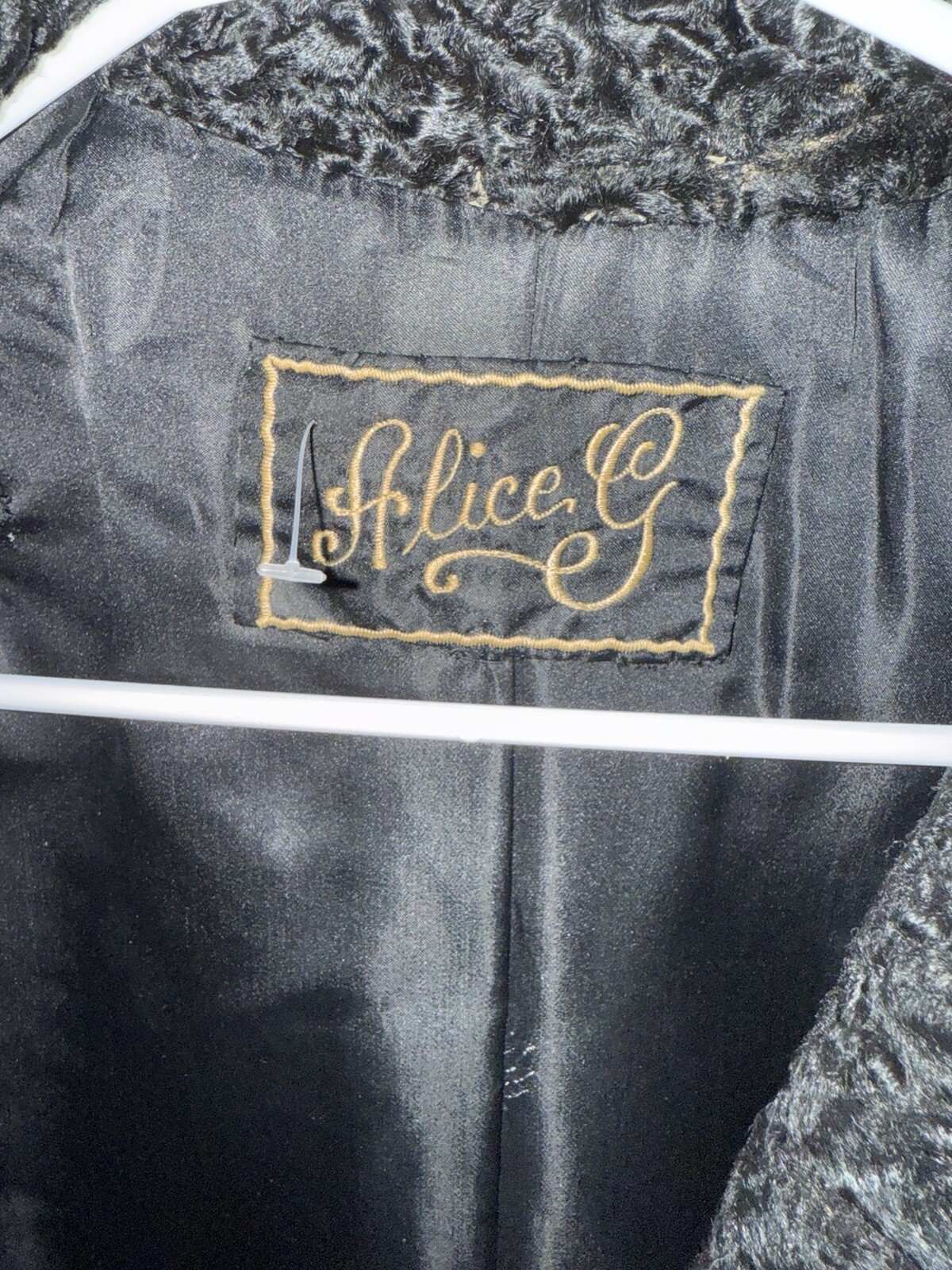Vintage Alice G Black Lamb Fur Coat – Genuine High Quality Silk Lined Women’s M