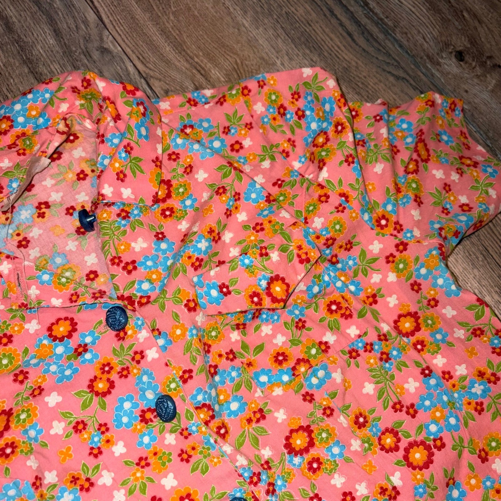 Vintage Nancy Frock Pink Floral Button Down Drop Waist Pleated Skirt Dress S