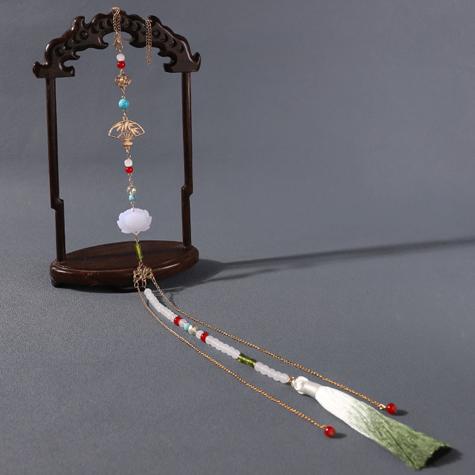 Chinese Style Hanfu Waist Tassel Pendant – Round Artificial Jade Tassel Pendant