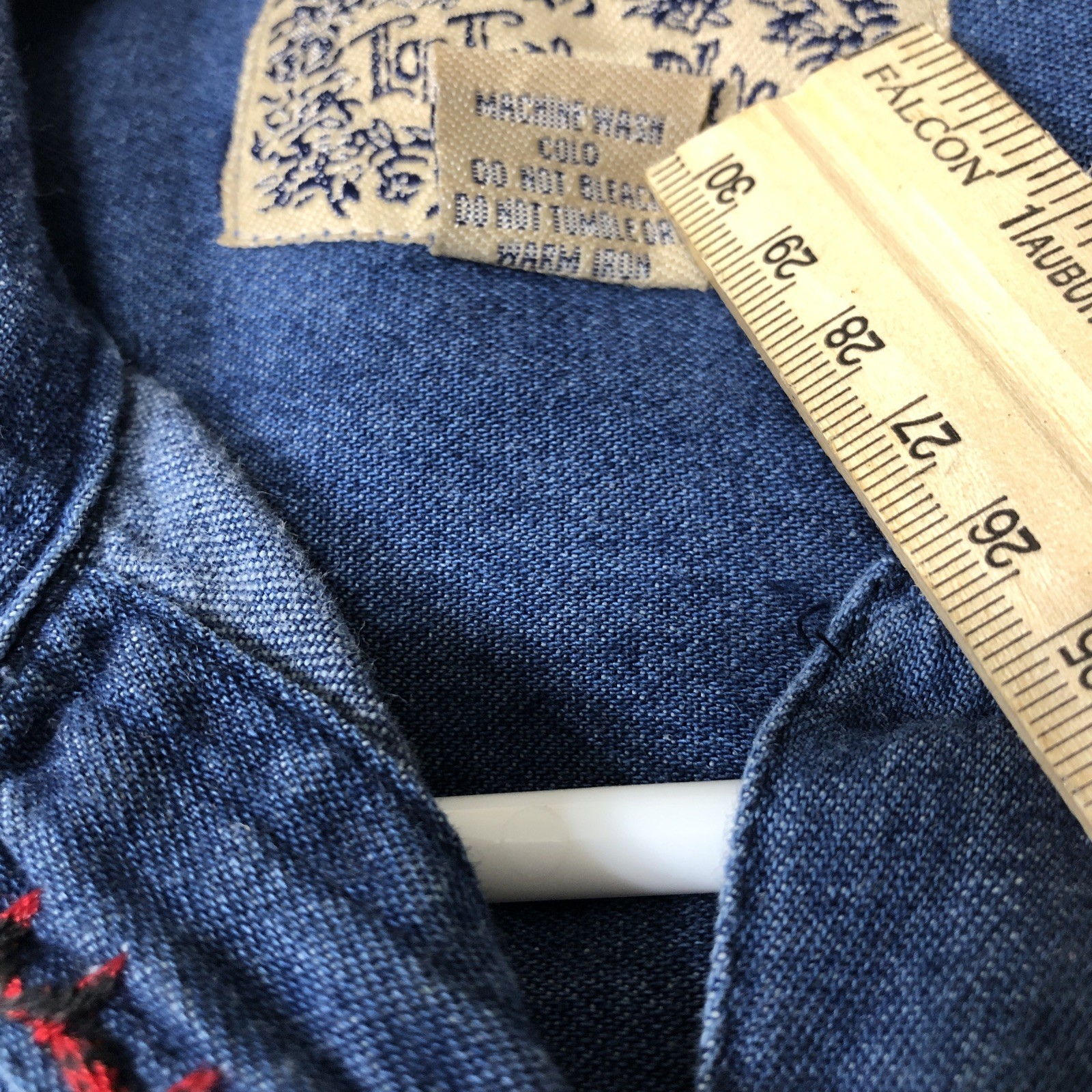 Vtg Denim Shirt Women’s Large Embroidered Elementary School Class Teacher