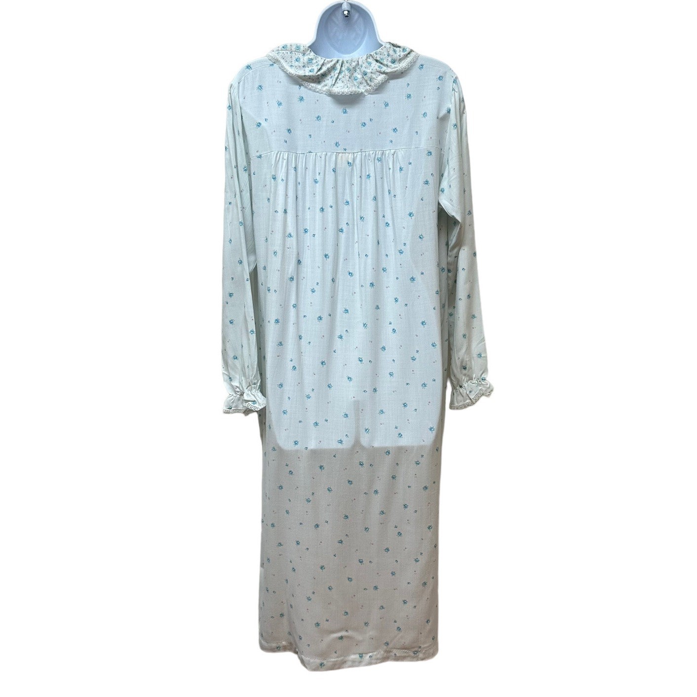Vtg Dainty Floral Nightgown Dress Lace Peterpan Collar Prairie Cottagecore L NEW