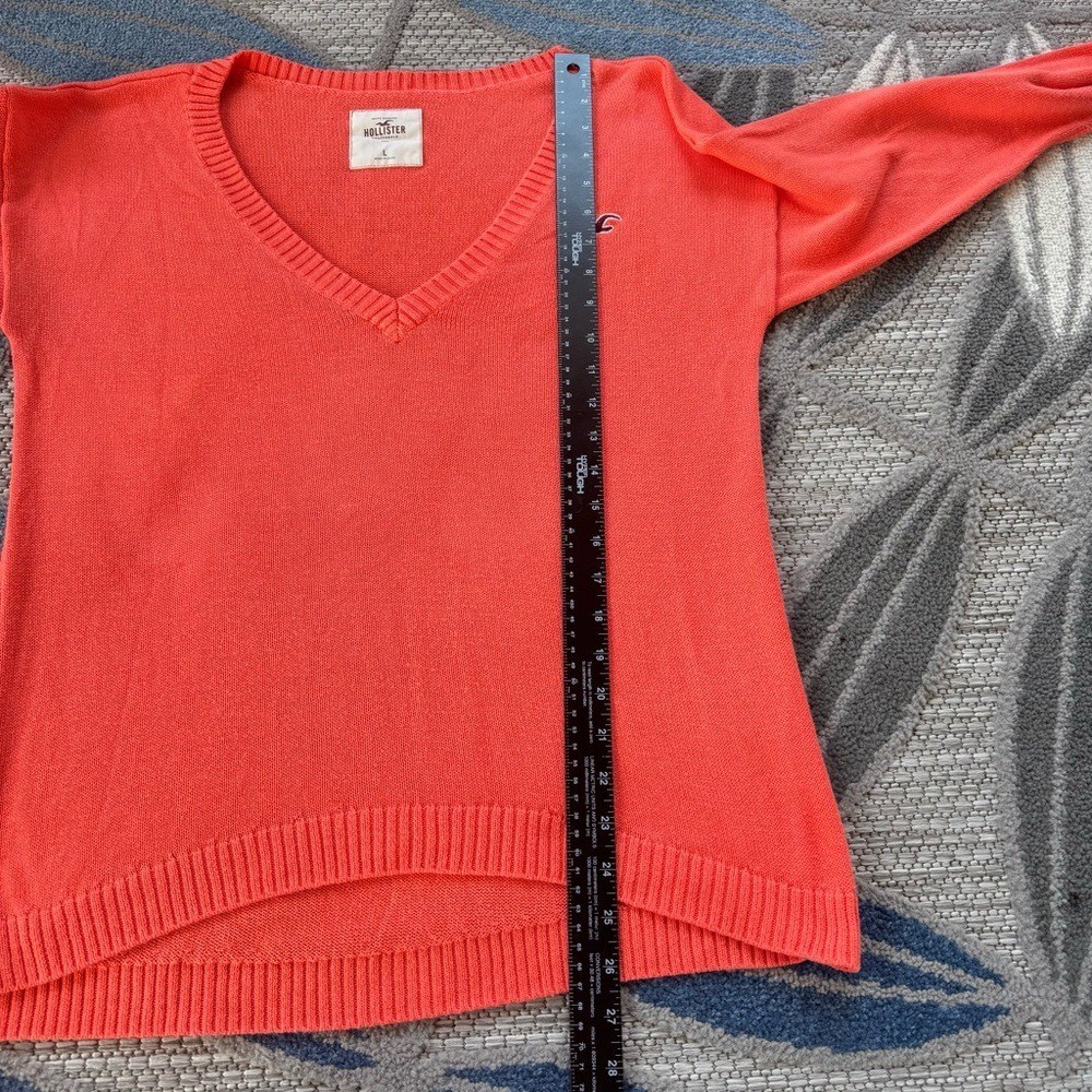 Hollister Women’s Deep V-Neck Aloha Orange Pullover Sweater Size Large Y2K