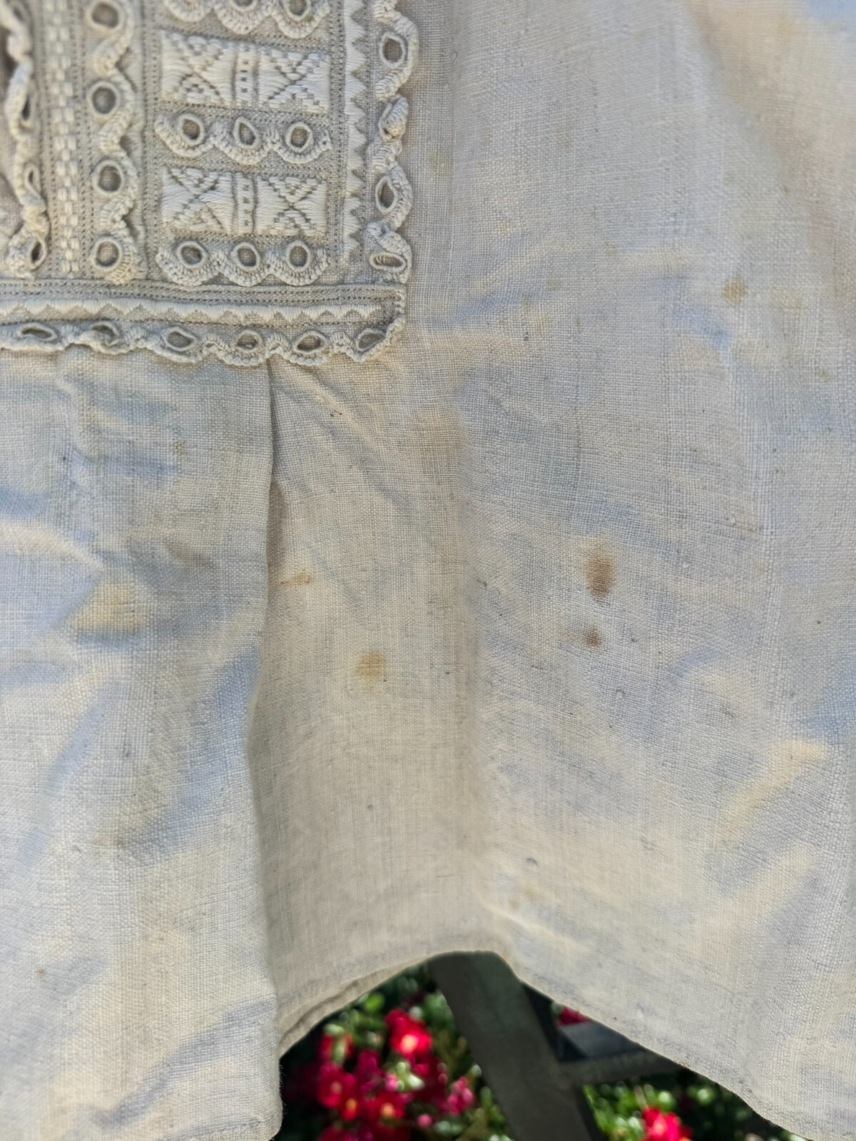 Beautiful Heavy Homespun Linen Czechoslovakian 19thc Antique Blouse