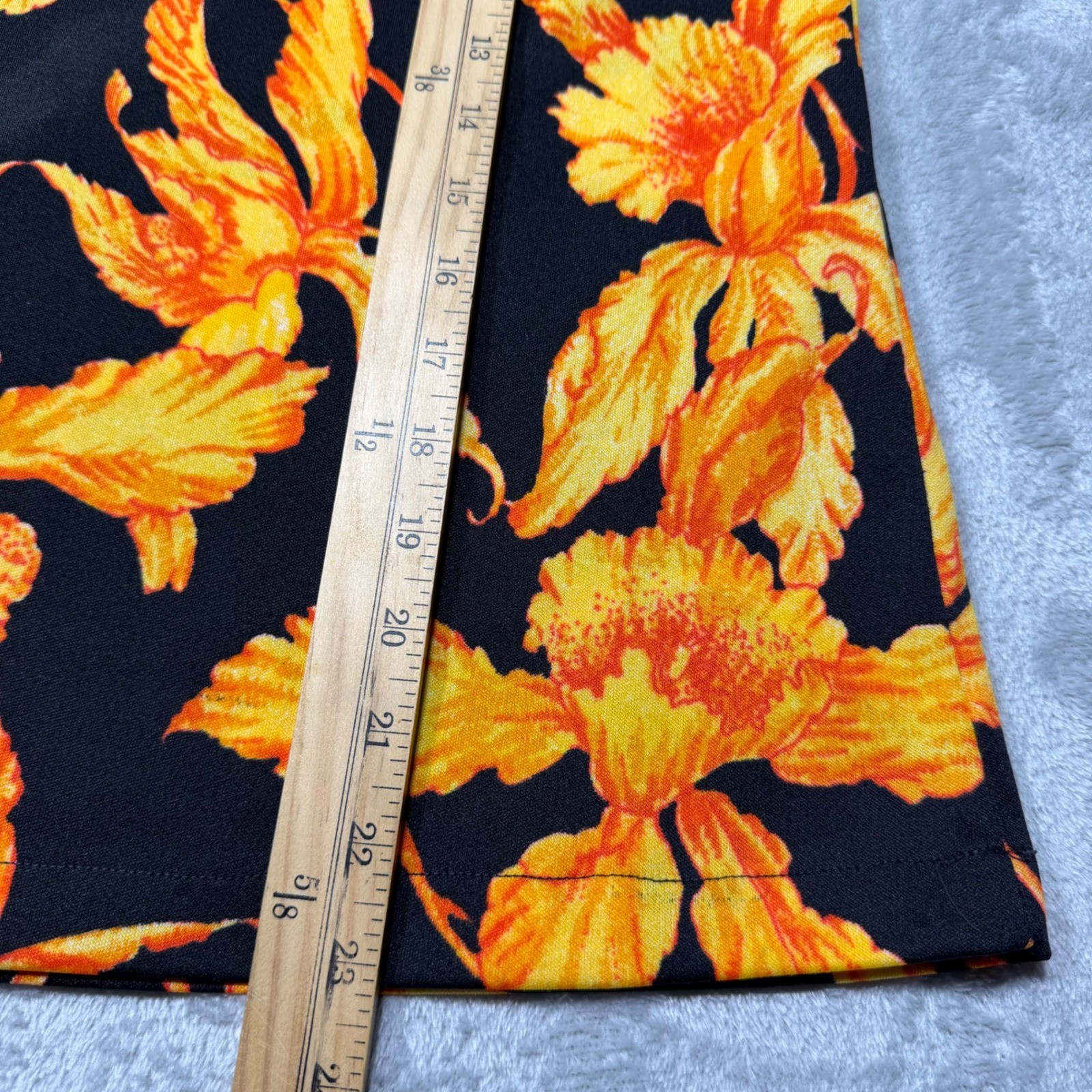 Vintage 90s Handmade Floral Orchid Tank Top Twin set 2pc Black Orange Yellow M/L