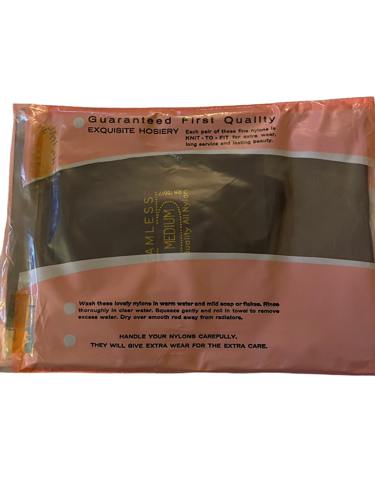 Exquisite Hosiery Seamless Nylon Garter Stockings Sz 10 Medium Overcast 1960s