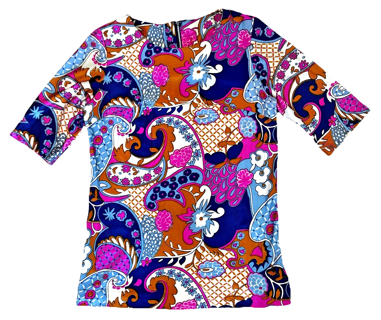 Vintage Wave Print Blouse 1960 Psychedelic Disco Retro Bold Statement Top Women