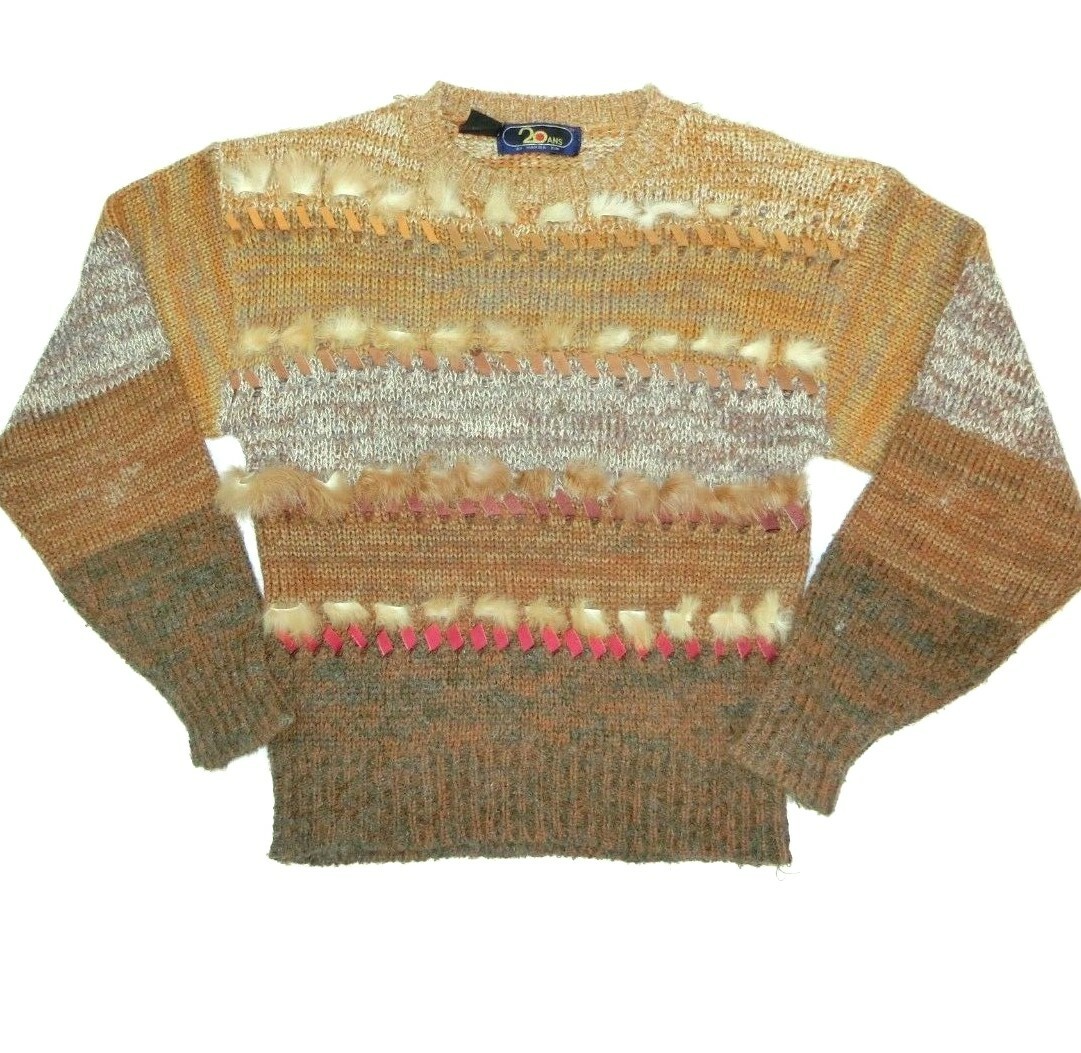 Vintage Mariea Kim 20 Ans Women’s Size Large Sweater Brown Western Boho Festival