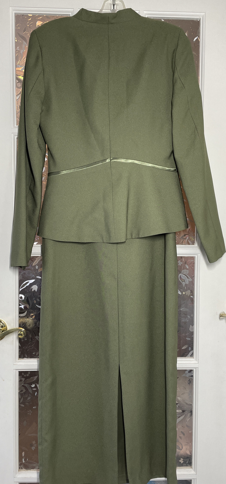 Vintage USA 1980s Watters and Watters Olive Green 2 Piece Dress Size 6