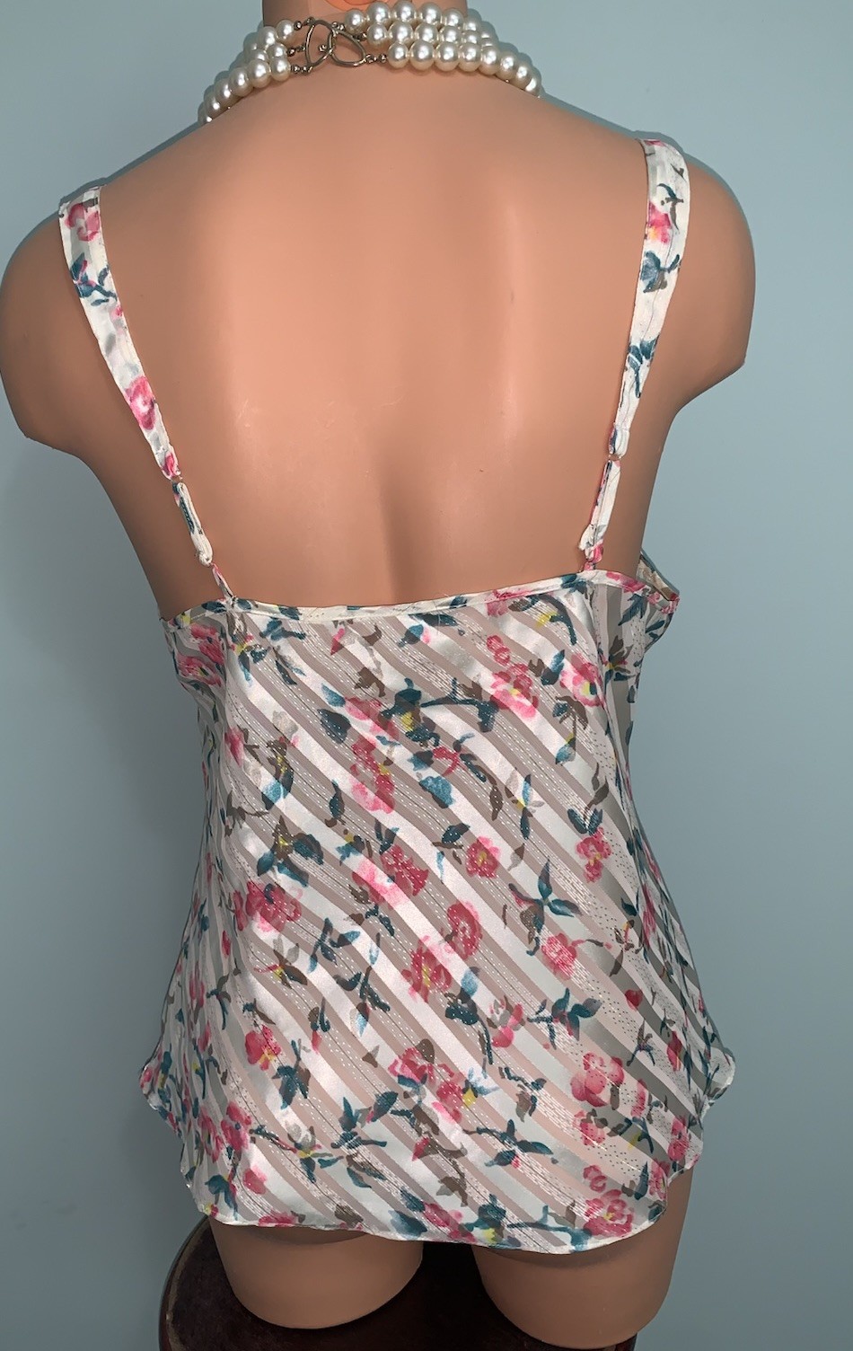 VTG Shiny Satin & Chiffon Camisole Cami Top Nylon 36 38 M