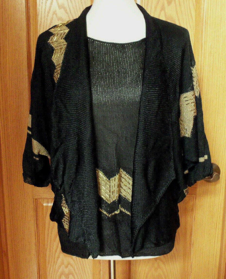 VINTAGE JENNIFER GEORGE SAKS FIFTH AVENUE SET BEADS BLACK BRONZE WOMAN SIZE L