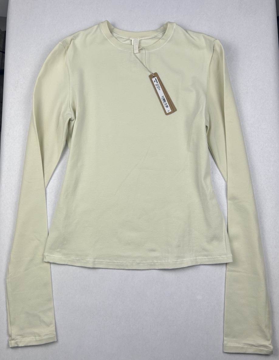 SKIMS Cotton Jersey Long Sleeve T-Shirt – Bone – S Small – NEW