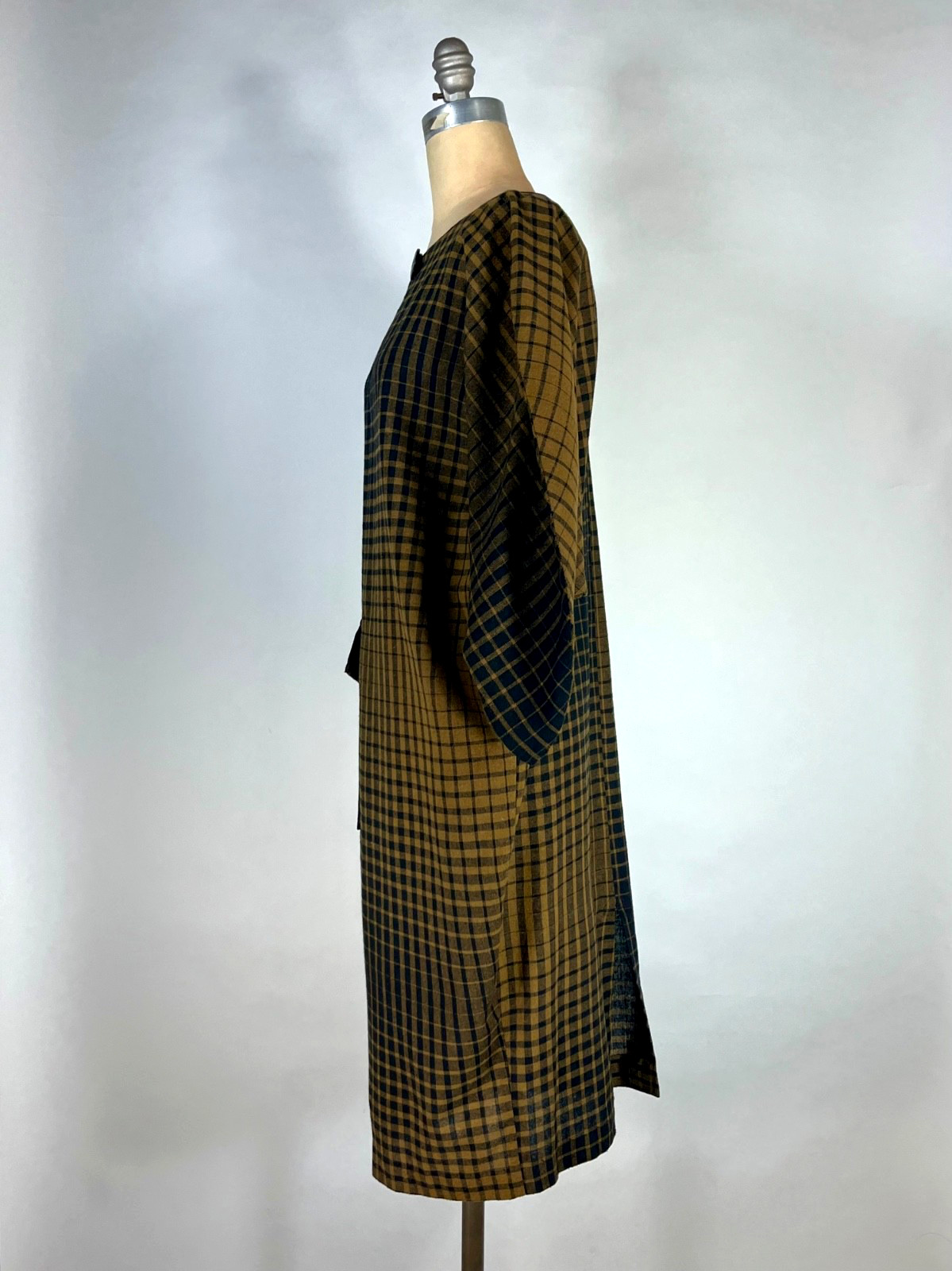 Vintage 1980’s unique JAPANESE DESIGN insp. style wool dress w/morph check print