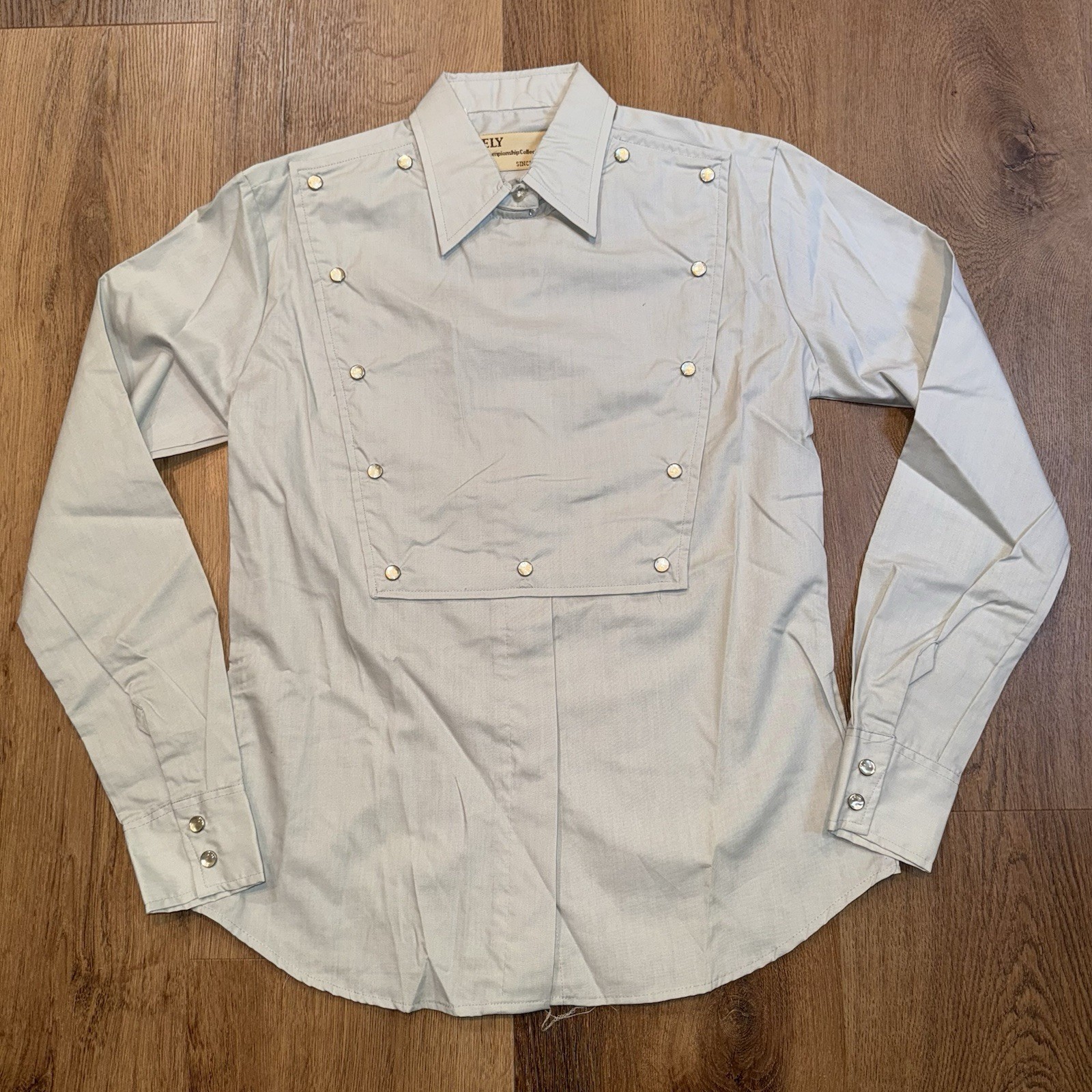 Vintage Ely Pearl Snap Bib Shirt Western Cowgirl Rockabilly Rodeo NOS Womens 12