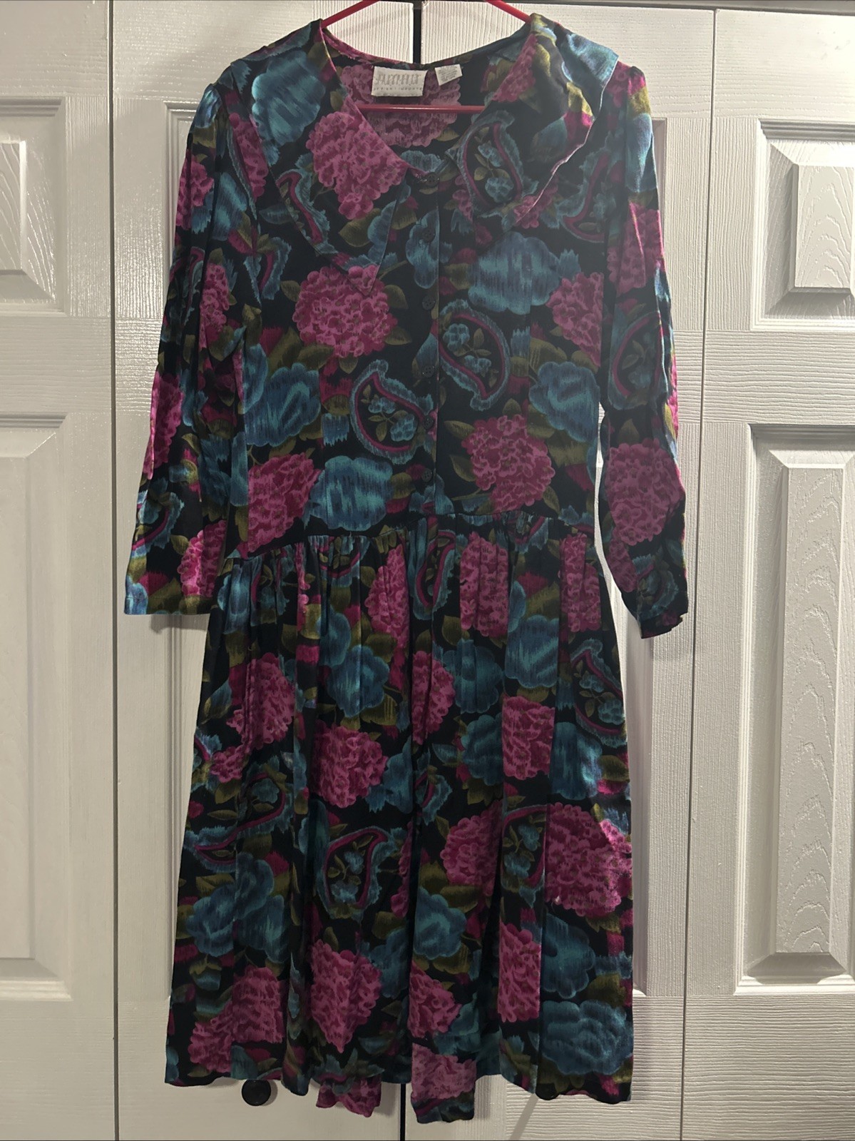 Passports Pier 1 Vintage 80s 90s Rayon Dress Floral Paisley Whimsigoth Grunge S