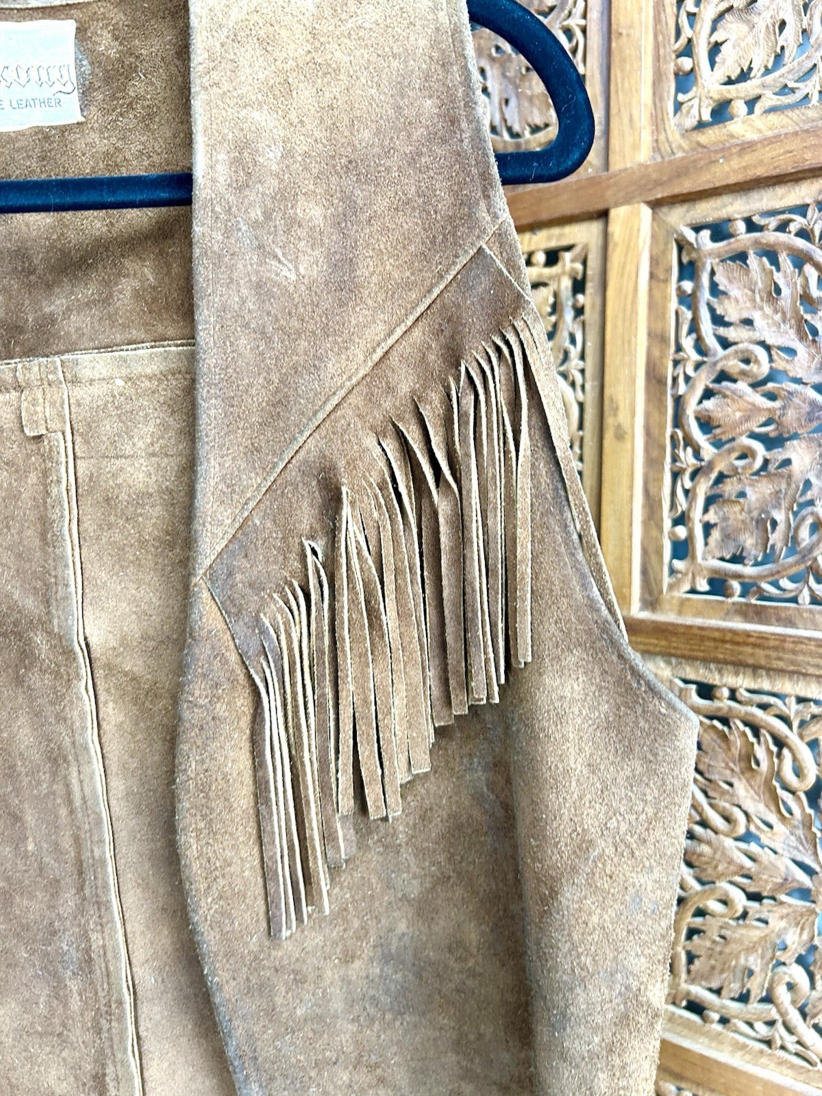 Rare 70s VTG Rock Boho Hippie Woodstock Festival Fringed Suede Leather Vest Top
