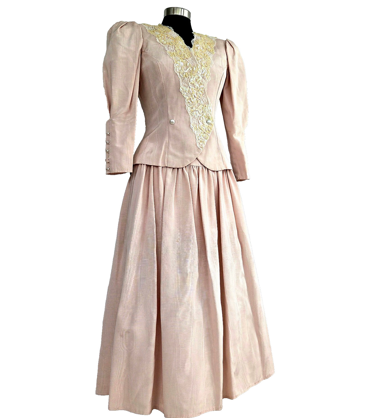 VTG Jessica McClintock Bridal Suit Pink Skirt & Jacket Set 2 Piece Dress Sz 10