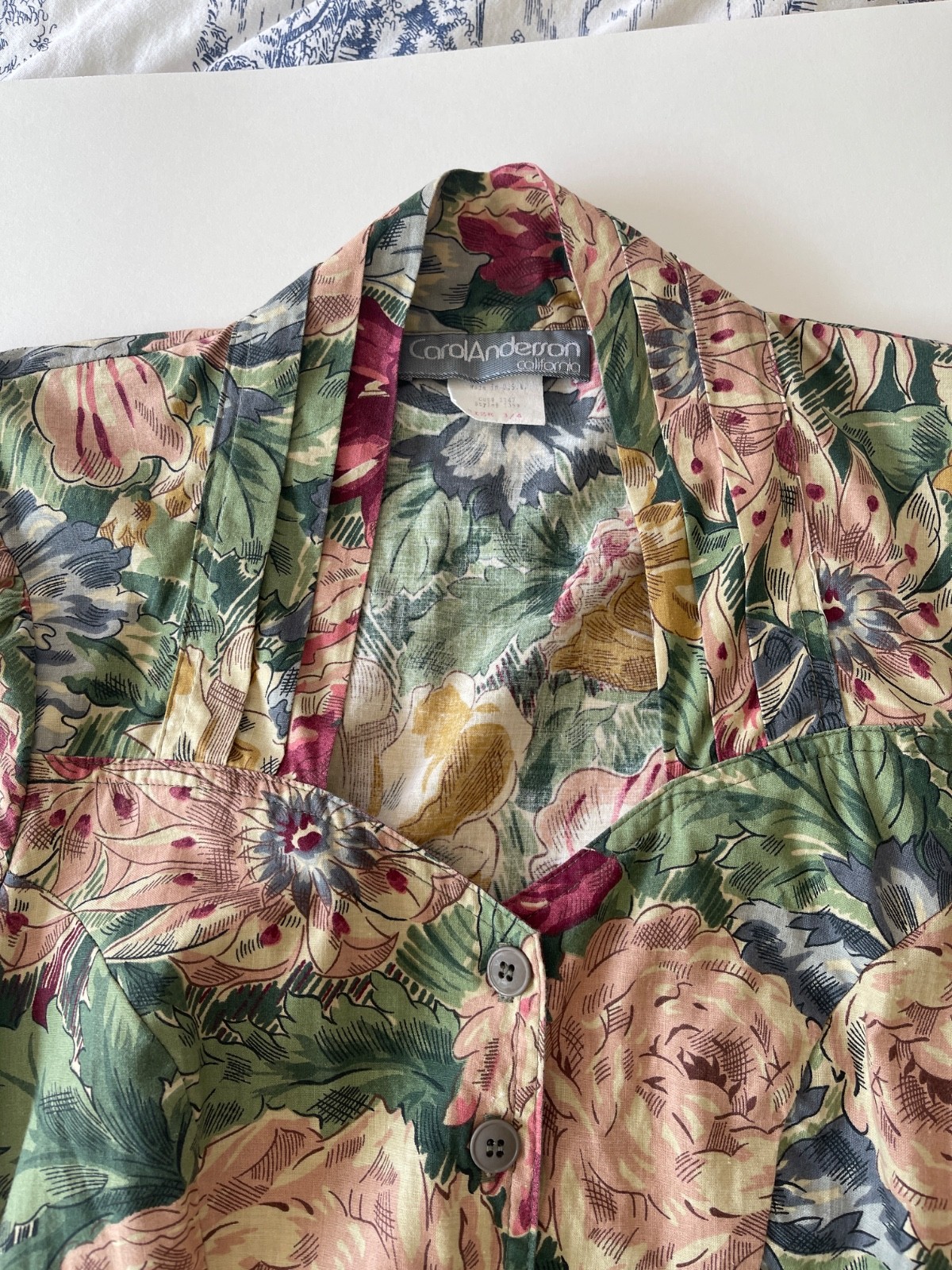 Vintage Carol Anderson sweetheart neckline floral fit and flare dress