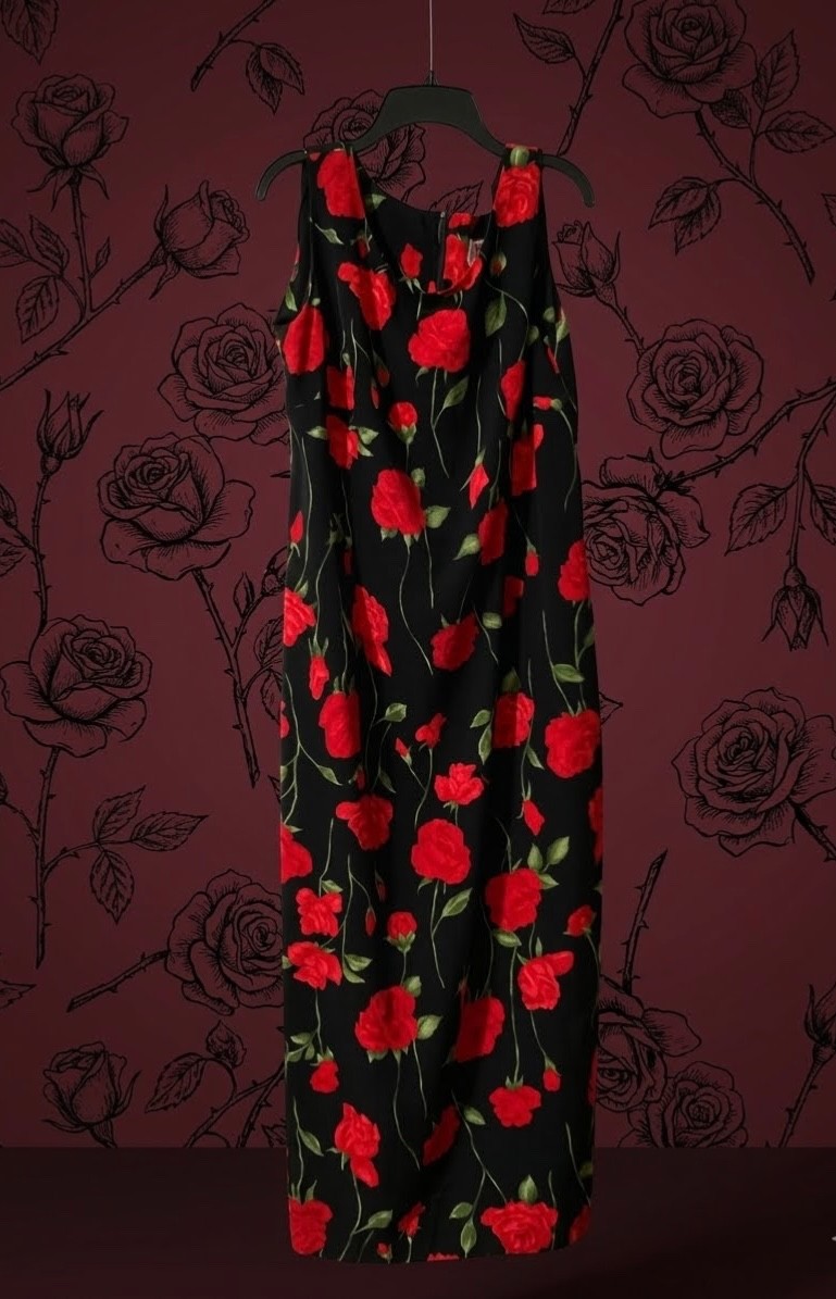 Vintage 90s R and K Originals Rose Print Maxi Dress