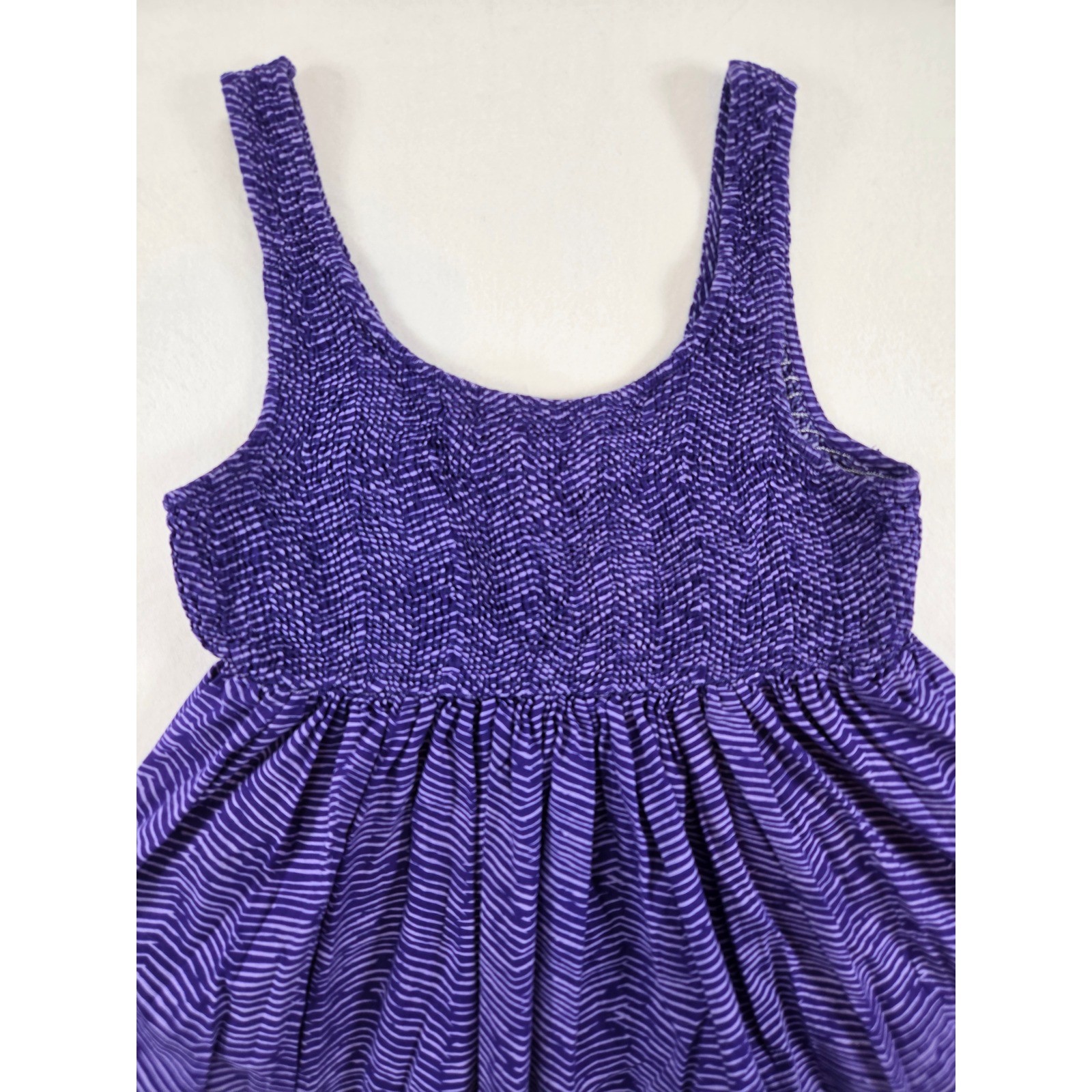 Ocean Pacific Women Purple Potion Smocked Mini Sun Dress SZ 11 / 13 Baby Doll