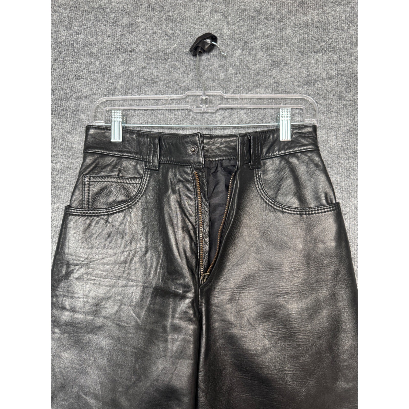 B. Miñones Castro Leather Pants Women 26 Black Vintage Spain Sheepskin