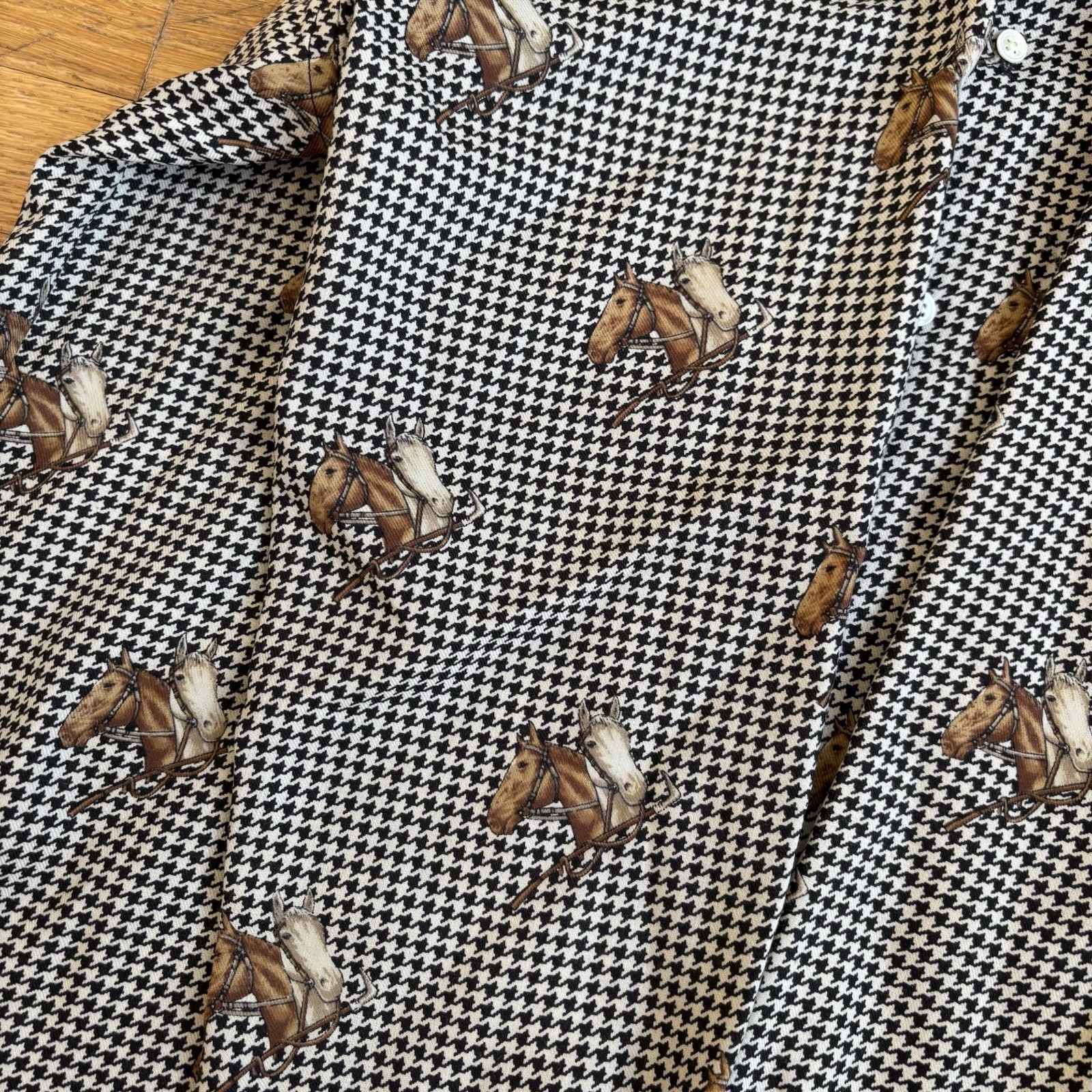 Vtg 80s-90s RALPH LAUREN EQUESTRIAN Horse Print Shirt Button Down Womens 10