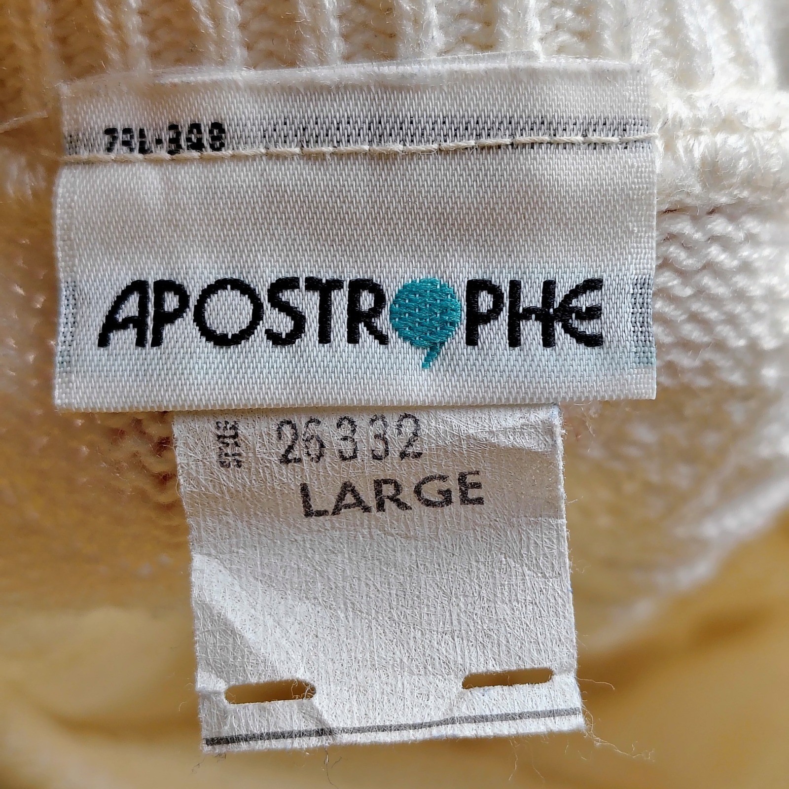 Apostrophe Vintage Cream Anchor Knit Sweater USA coastal fisherman granny