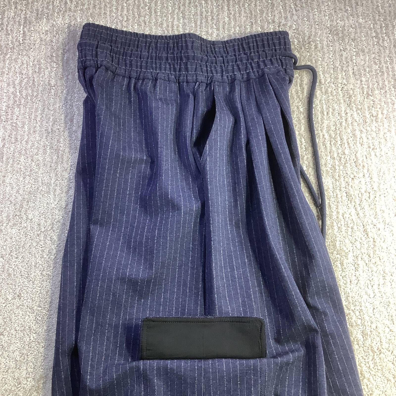 Anthropologie Maeve Navy Pinstripe Wide Leg Elastic Waist Pants Size XS NWT