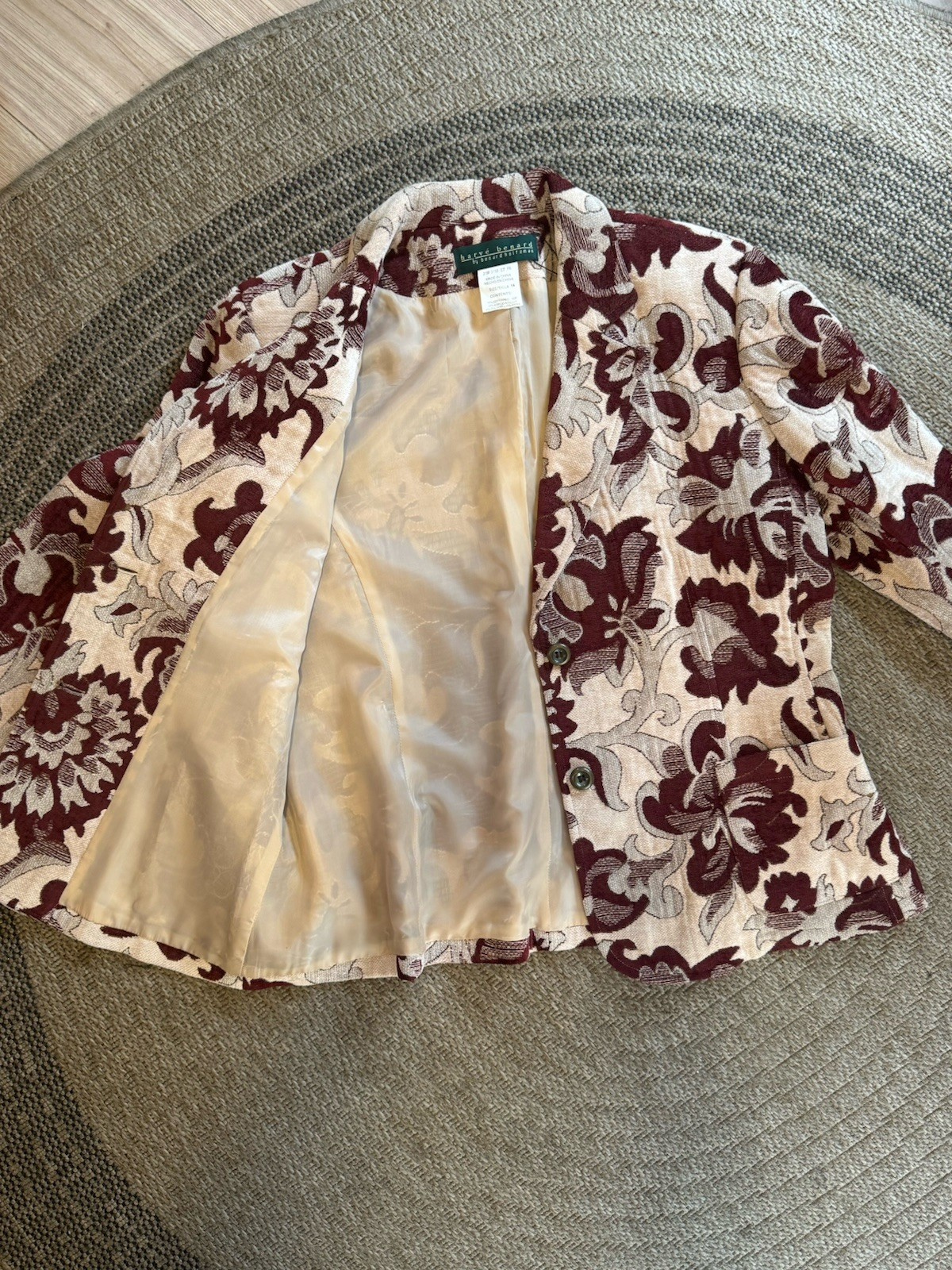 VTG Harve Benard Tapestry Floral Blazer Burgundy NWT Deadstock $176 Size 14 New