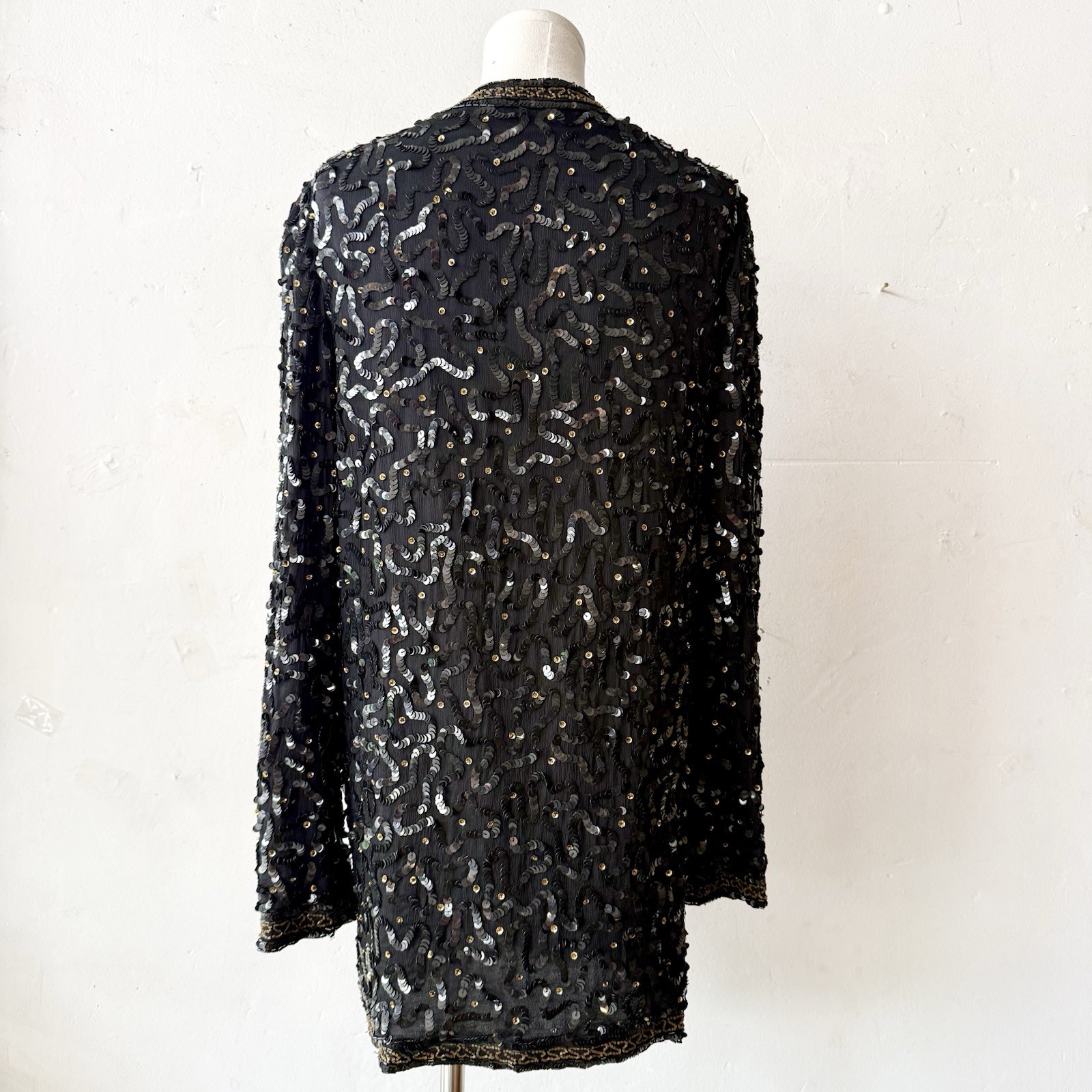 1980’s~1990’s All Silk Beaded & Sequin Jacket By Style works •S/M