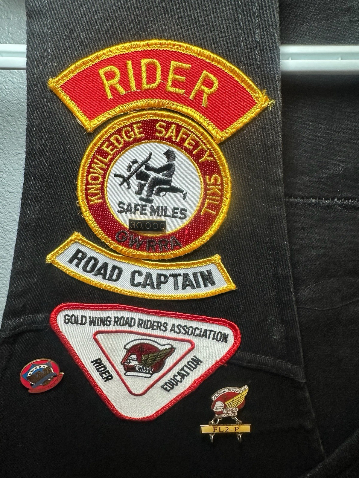 Vintage 90s Ladies Handmade Goldwing Rider Black Denim Vest Pins Patches GWRRA