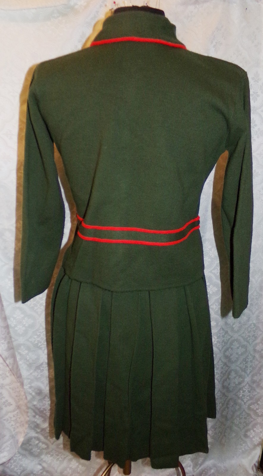 Piccolino American Edition M Gino Paoli Skirt Suit Womens Vtg Knit Olive Green