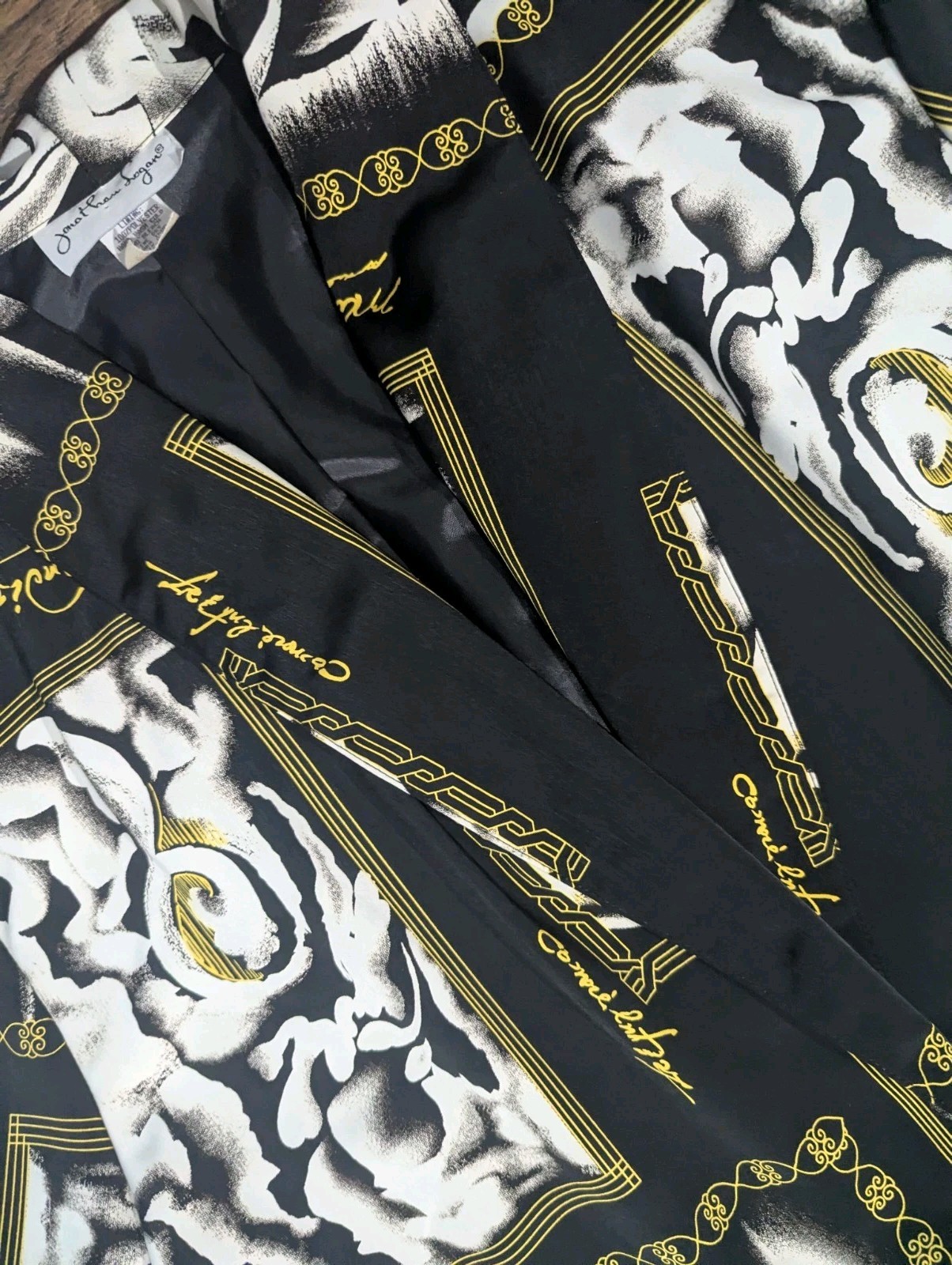 Jonathan Logan Vintage Black White & Gold Unique Abstract Print Blazer Size 3X
