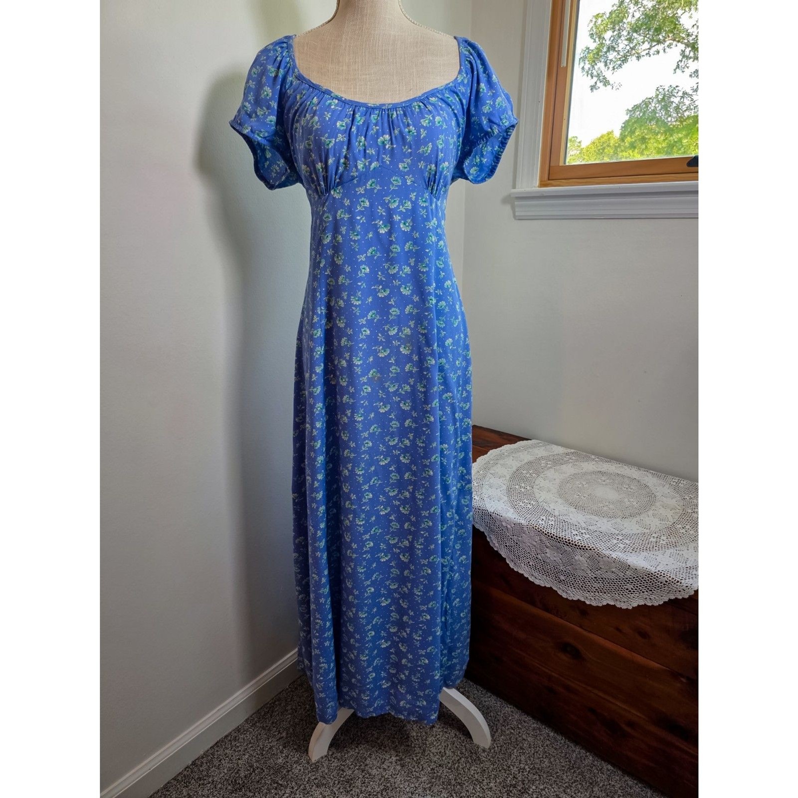 Vintage Moda International Floral Cottagecore Milkmaid Maxi Dress