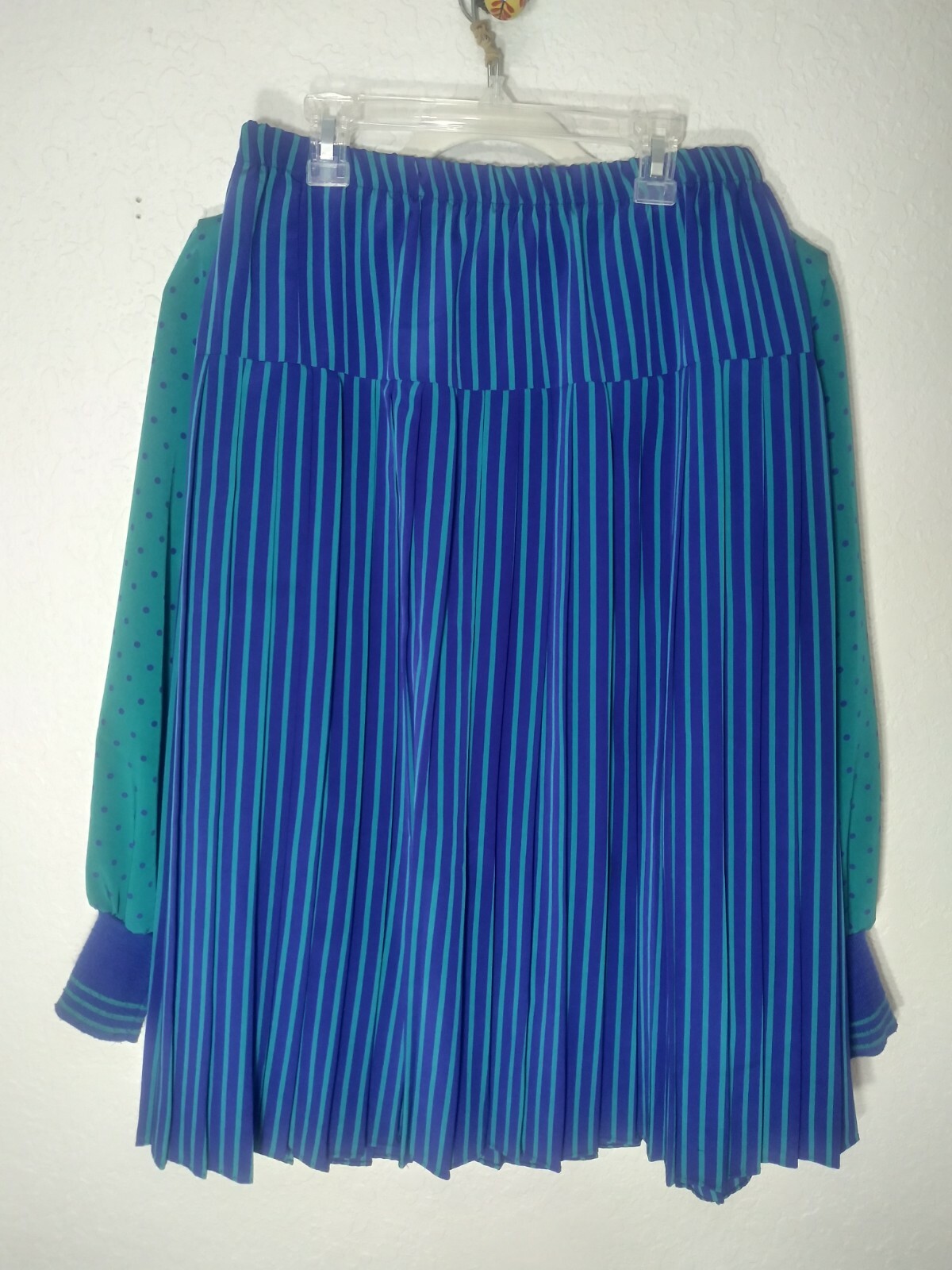 Evanna Vintage 80s Polka Dot Striped 2-Piece Office Set Made in USA 14 Petit
