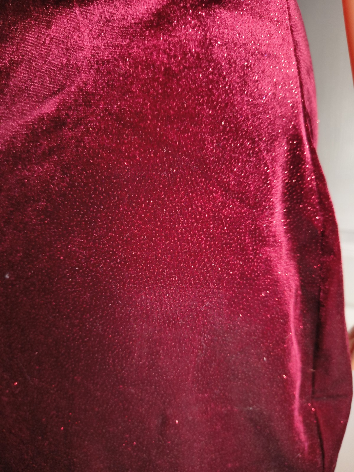 Sexy Vintage Velvet Red Dress Pencil Pinup Glam Sparkle Size L -Fits Like M -P22