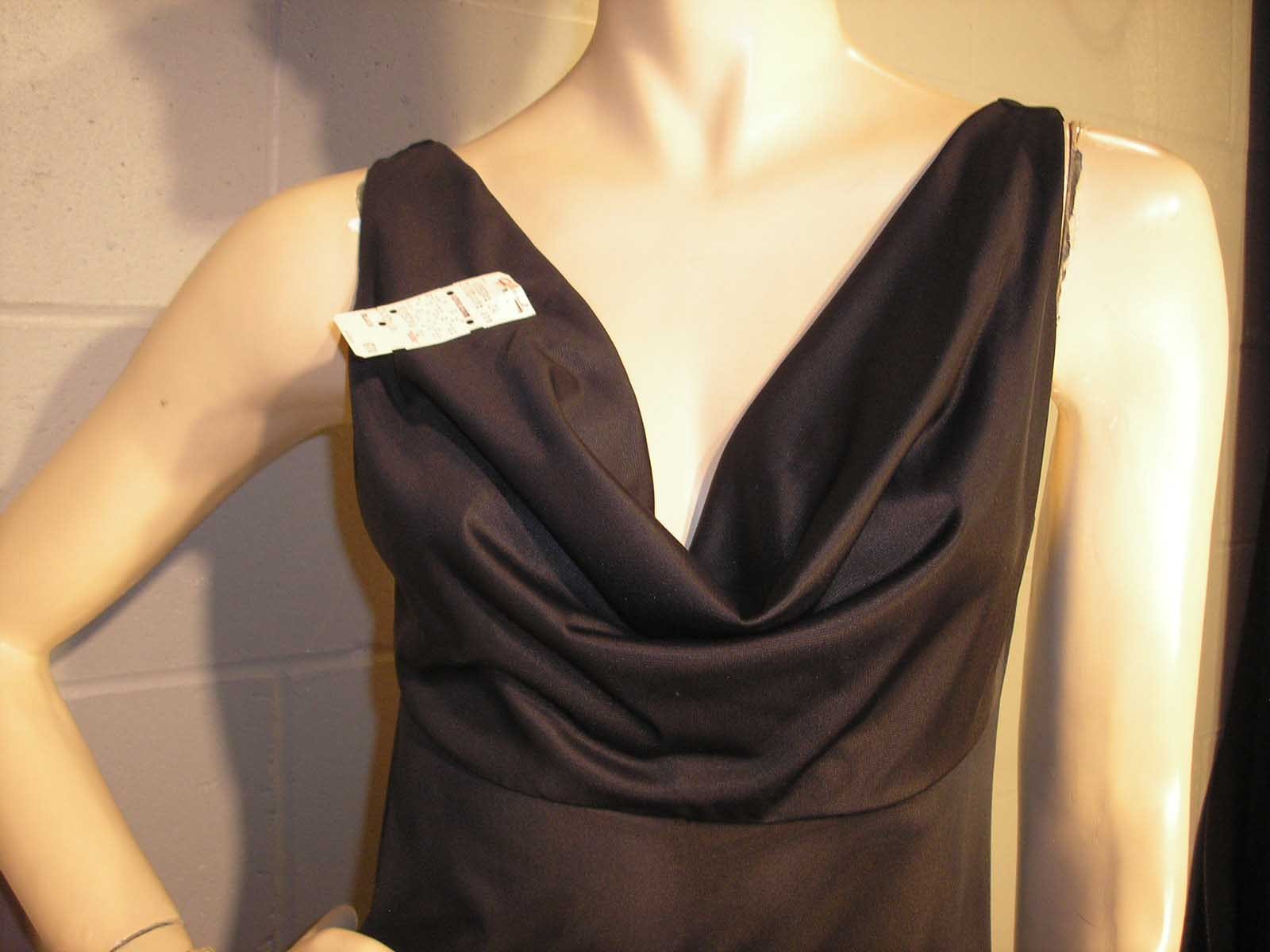 XS-S NOS Vtg 70s NIGHTGOWN Silky NYLON GILEAD EMPIRE DRAPED BLACK Grecian Gown