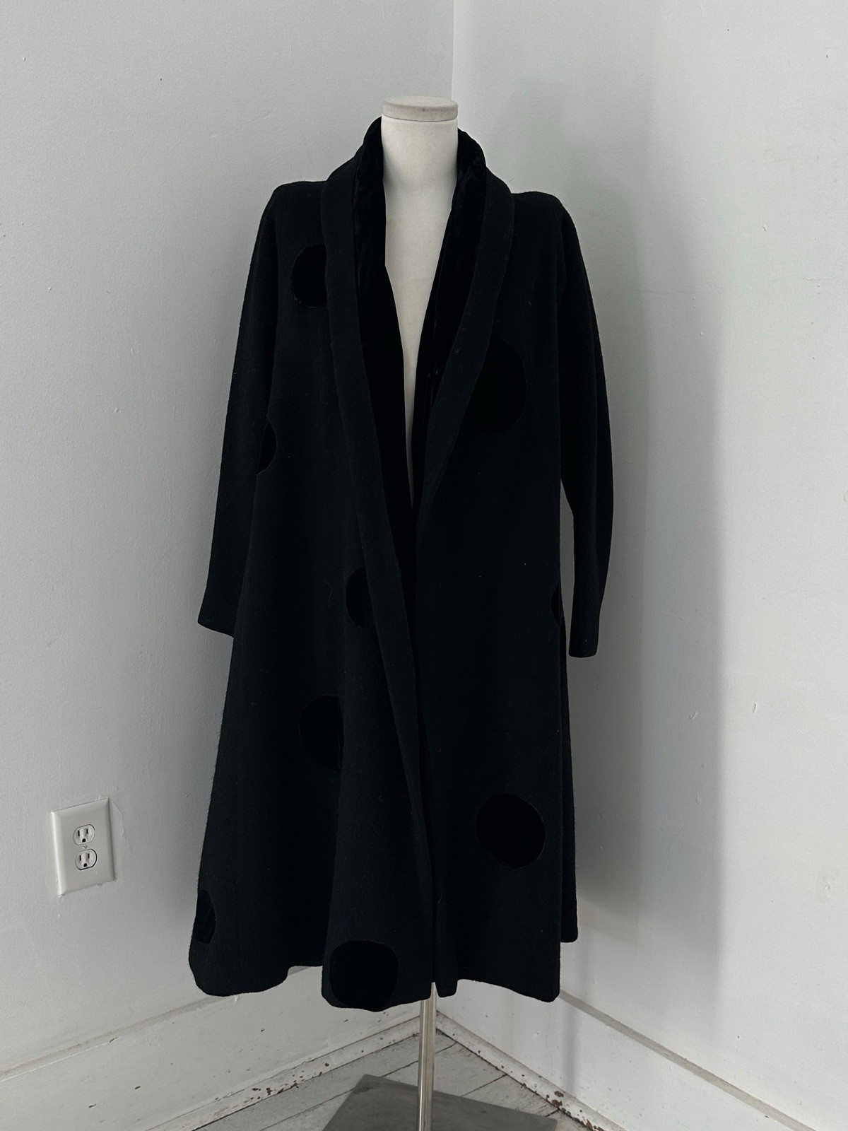 Vintage 50s Lilli Ann Wool Mohair Velvet Polka Dot swing Coat
