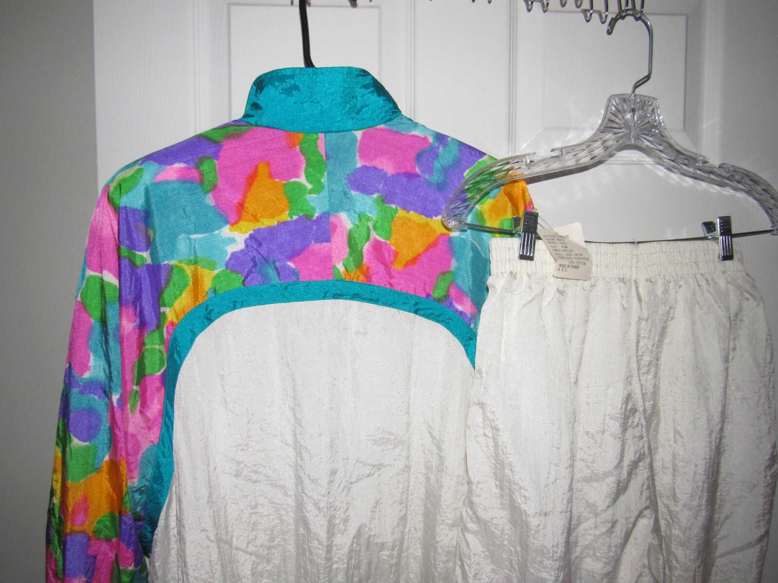 NWT New Vintage 1980s RIVER EDGE Nylon Track Suit Jacket Pants Sz Petite Medium