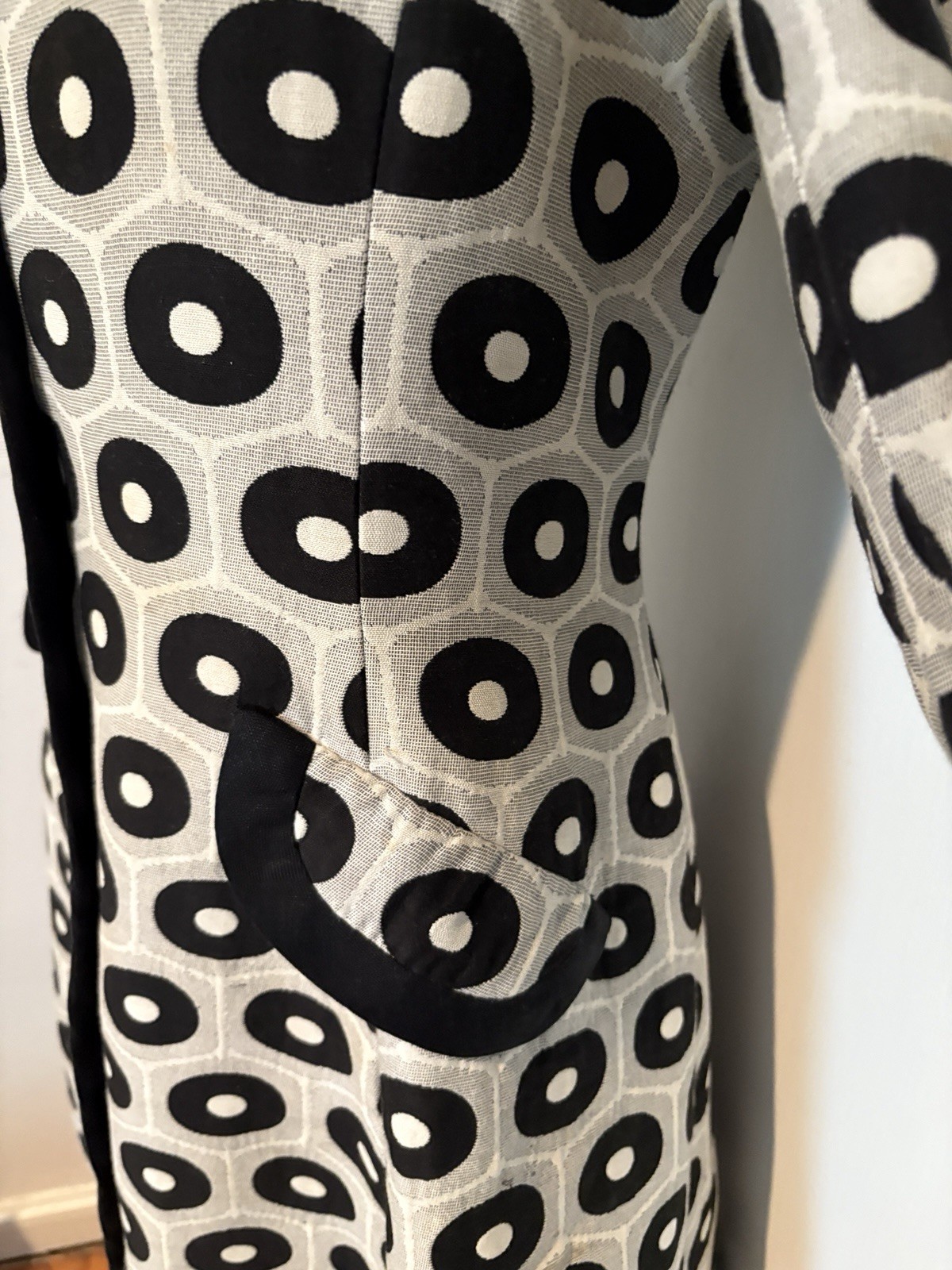 Vintage Ole Borden Rembrandt Black White Pop MCM Fit Flare Dress 60’s M L Polka