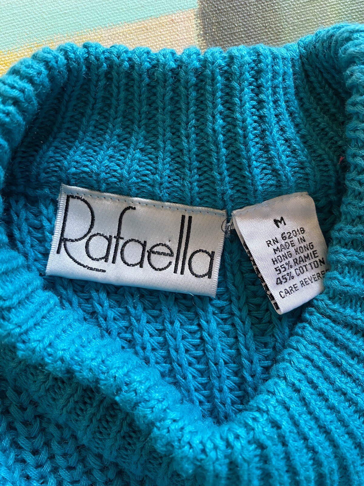 Vintage 1980’s Nordstrom Rafaella Blue Chunky Knit Oversized Sweater M