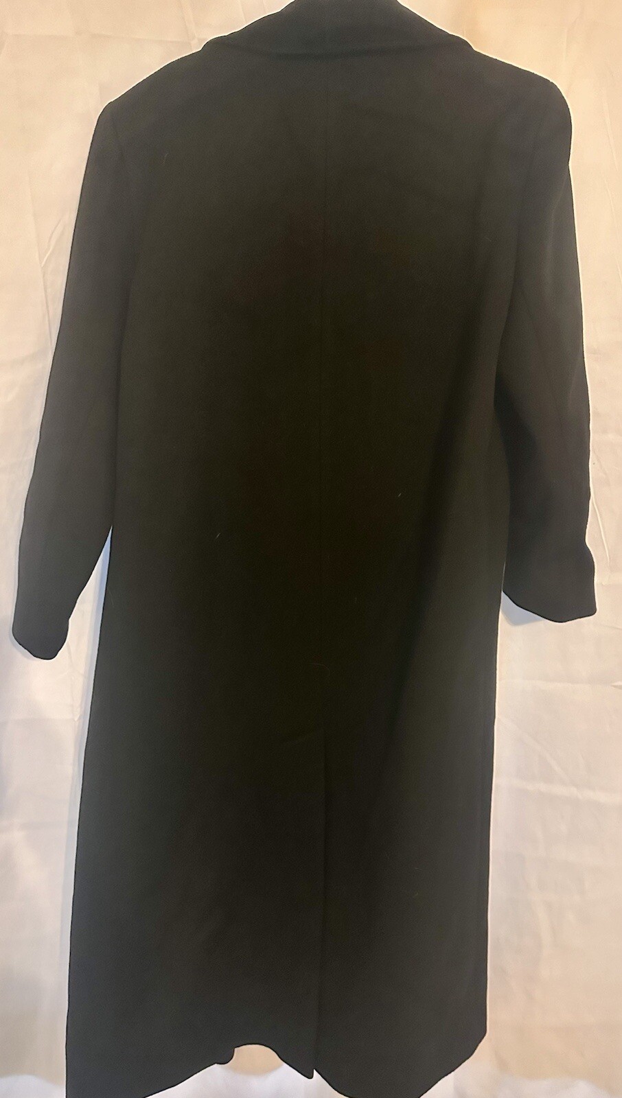 Vintage Braefair Womens Full Length Black Wool Trench Coat Jacket XL Dbl Breast