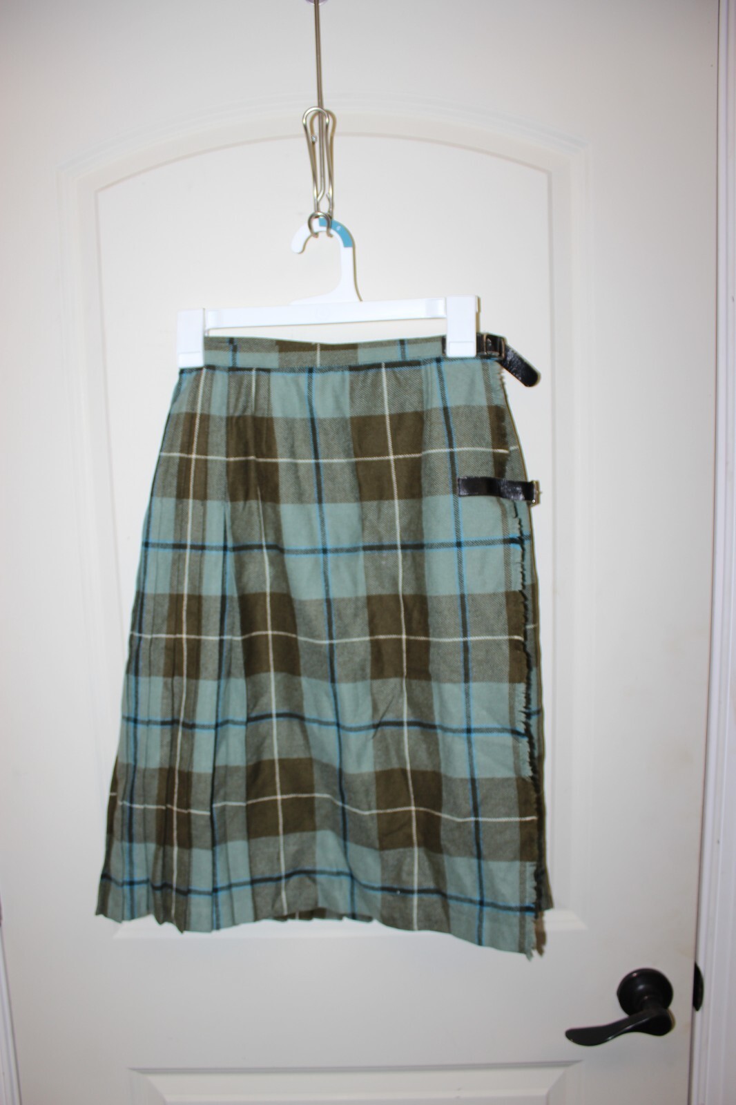 Green Brown Vintage Plaid Wrap Skirt Lined Scottish Irish Costume Classy Casual