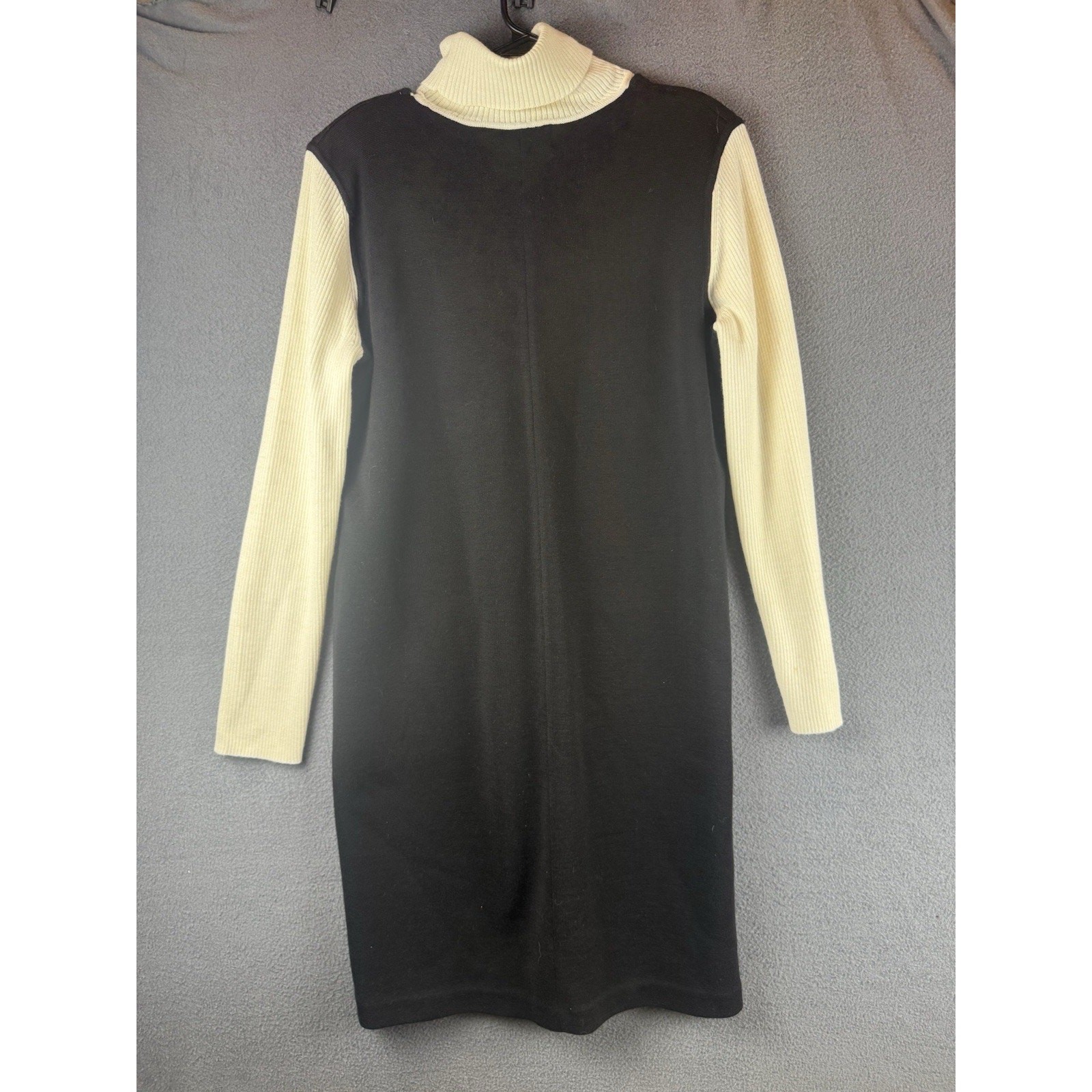 Vtg 1990s Jones New York Sz Med Turtle-Neck Sweater Vest Dress Merino Wool