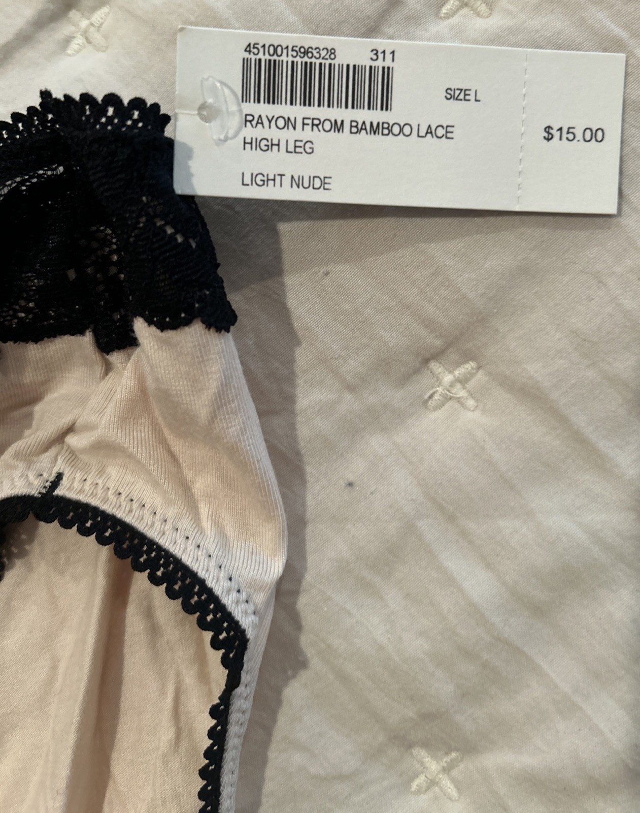 Soma Rayon From Bamboo Lace High Leg Brief Black Lace & Nude Size Large