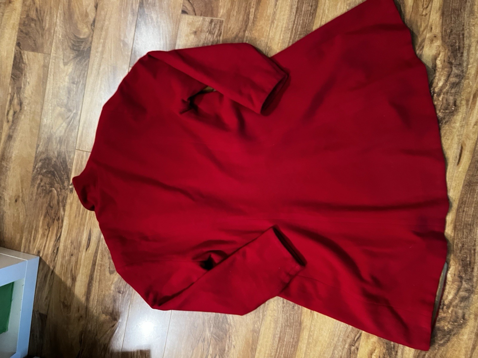 VTG Ladies Cherry Red Cashmere and Wool Blend Coat, Asymmetrical Collar