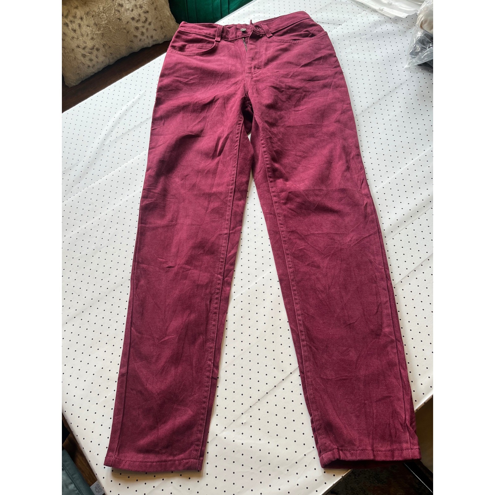 Vintage Lee Deadstock Jeans 26 Port Wine High Waist Tapered Mom Jeans 300-0263