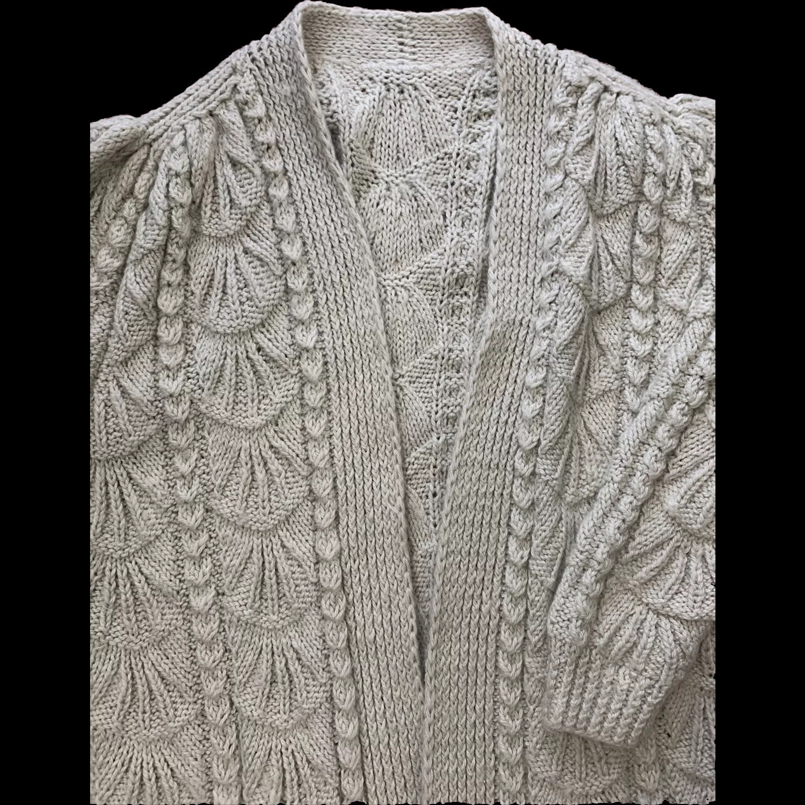 Vtg Mohair Wool Oversized Chunky Knit Cardigan Sweater Coat Oatmeal L XL XXL