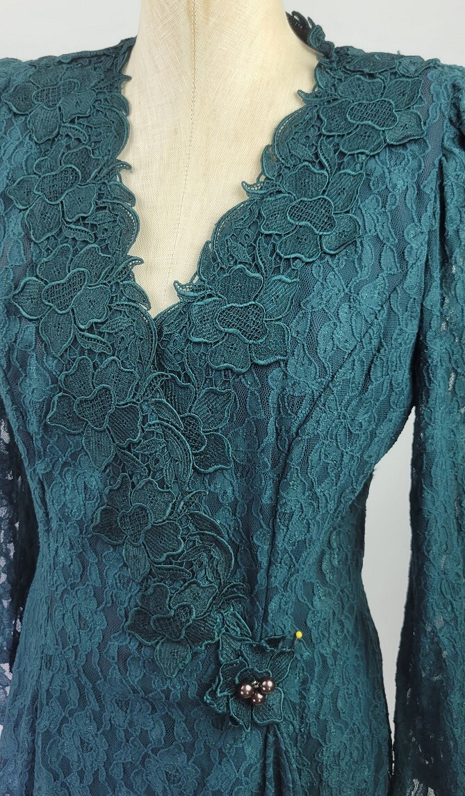 NWT Vintage Cachet by Bari Protas Green lace women’s Skirt Top Jacket Set 11/12