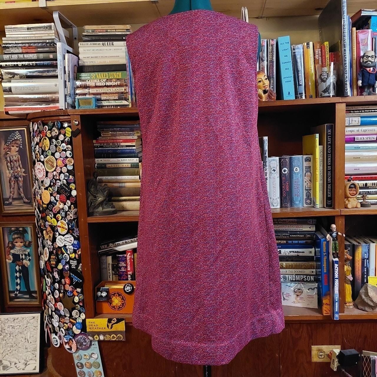 Vintage red, blue, and white zip house dress